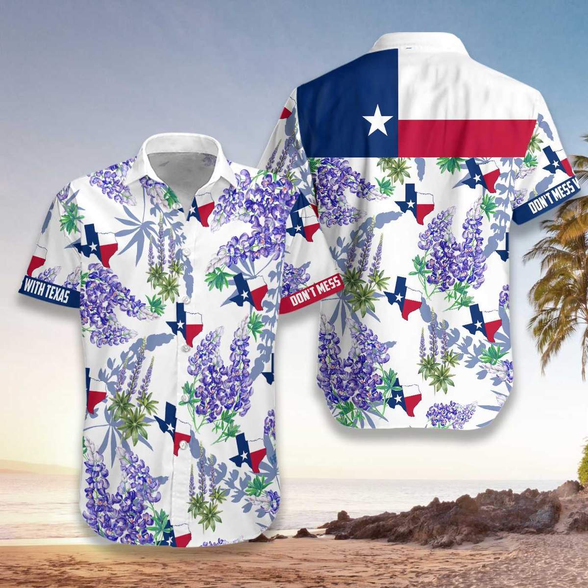Texas Flag Bluebonnets Hawaiian Shirt Pre10737 Texas Flag Bluebonnets Hawaiian Shirt Pre10737