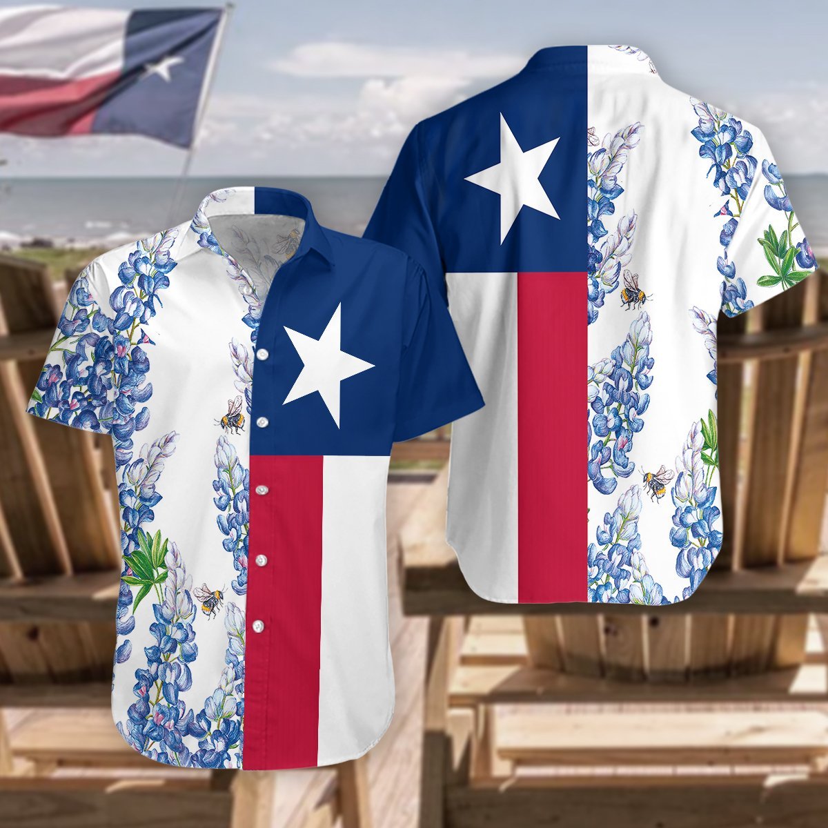 Texas Flag Bluebonnets Hawaiian Shirt Pre11014