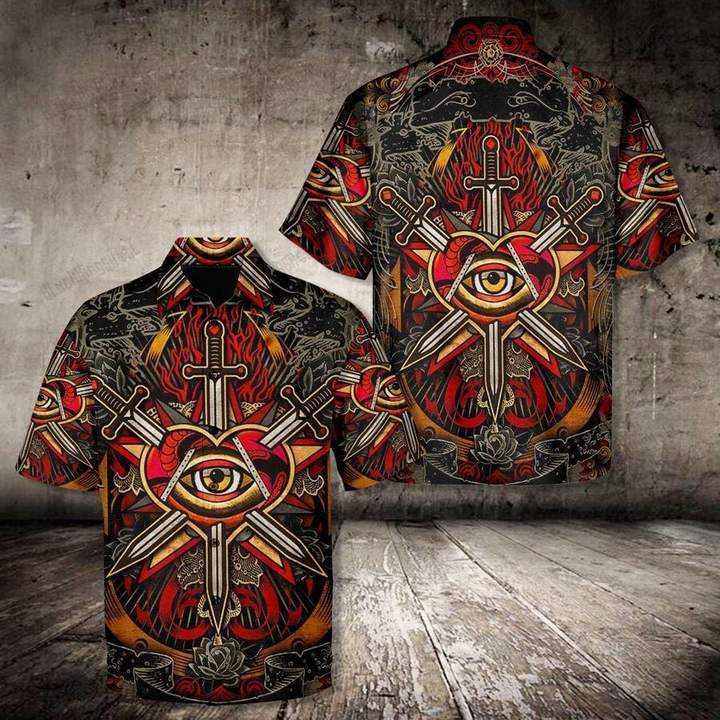 Three Of Swords By Tarot Love Hawaiian Shirt Pre11089 Three Of Swords By Tarot Love Hawaiian Shirt Pre11089