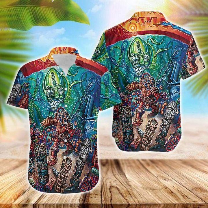 Tiki Deep In The Sea Hawaiian Shirt Pre11387