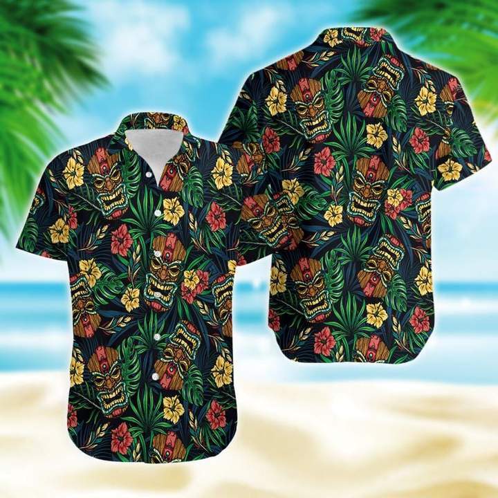 Tiki Tiki Green Tropical Hawaiian Shirt Pre10142 Tiki Tiki Green Tropical Hawaiian Shirt Pre10142