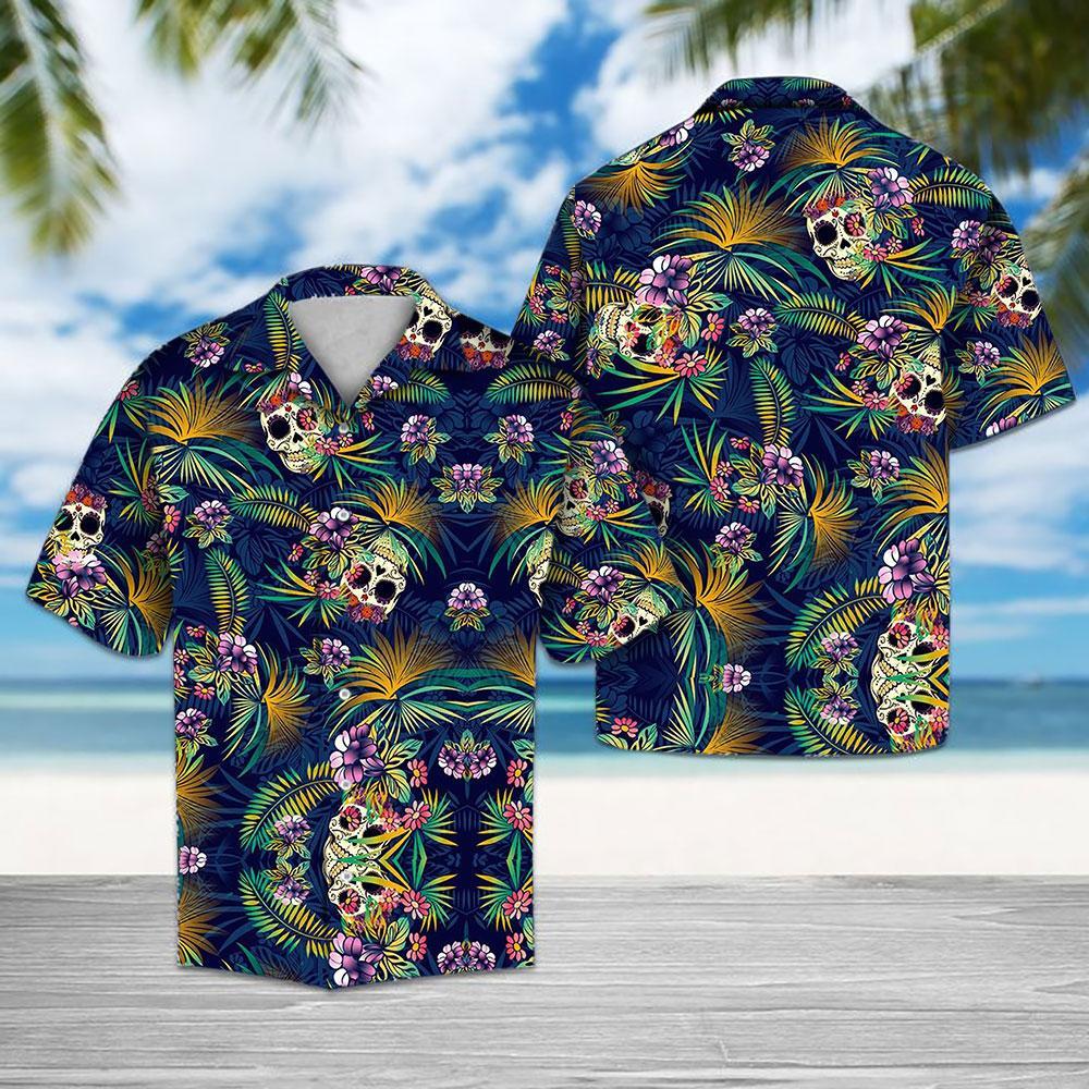 Tropical Blue Skull Hawaiian Shirt Pre11277 Tropical Blue Skull Hawaiian Shirt Pre11277