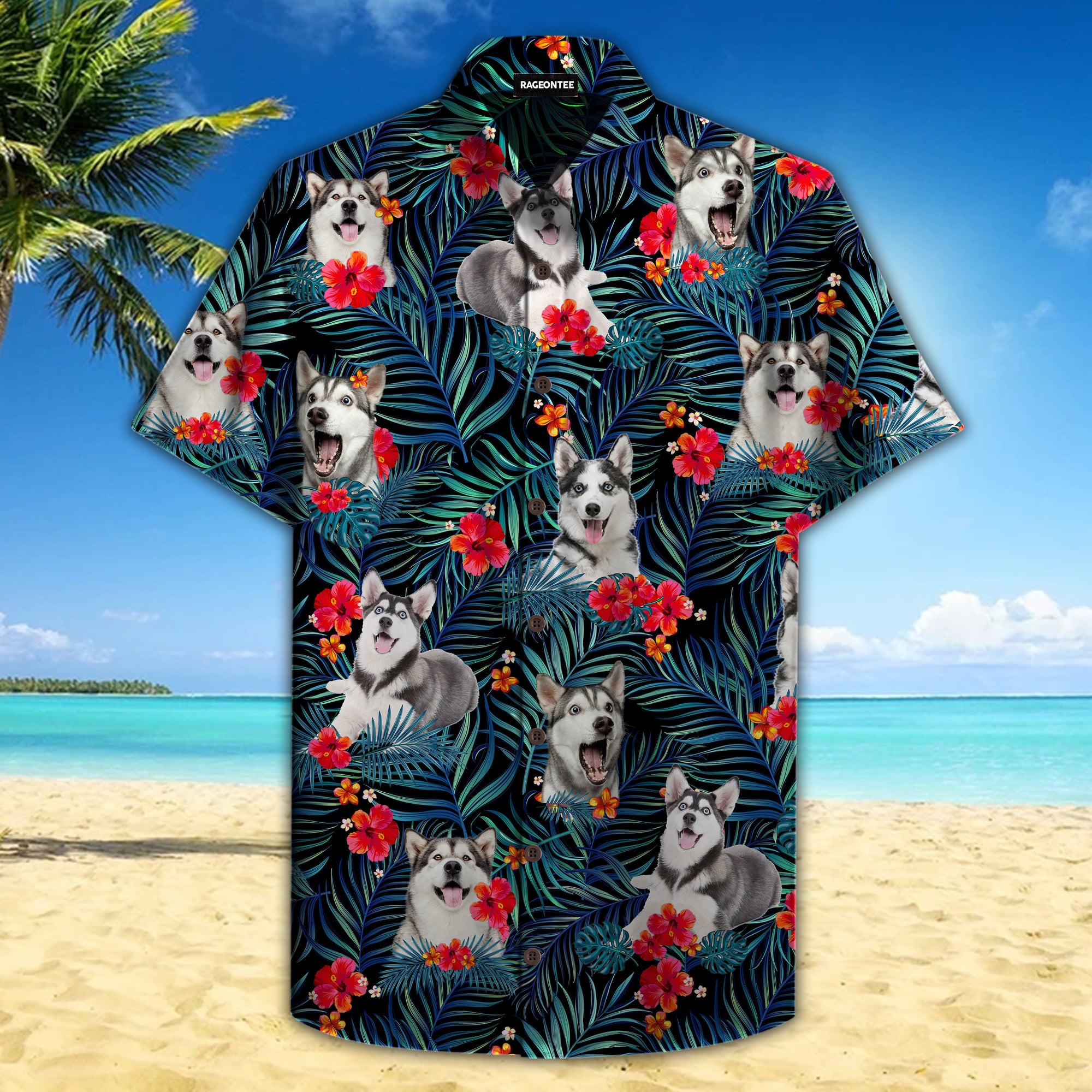 Tropical Husky Hawaiian Shirt Pre11400 Tropical Husky Hawaiian Shirt Pre11400
