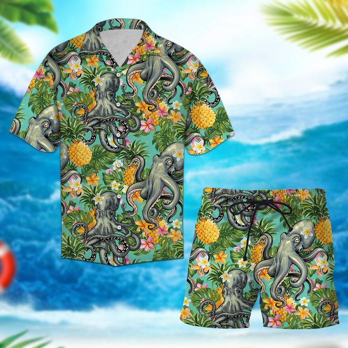 Tropical Pineapple Octopus Set Hawaiian Shirt Pre10527 Tropical Pineapple Octopus Set Hawaiian Shirt Pre10527