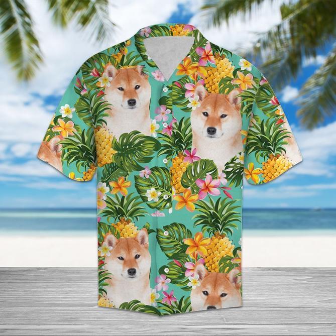 Tropical Pineapple Shiba Hawaiian Shirt Pre12217 Tropical Pineapple Shiba Hawaiian Shirt Pre12217
