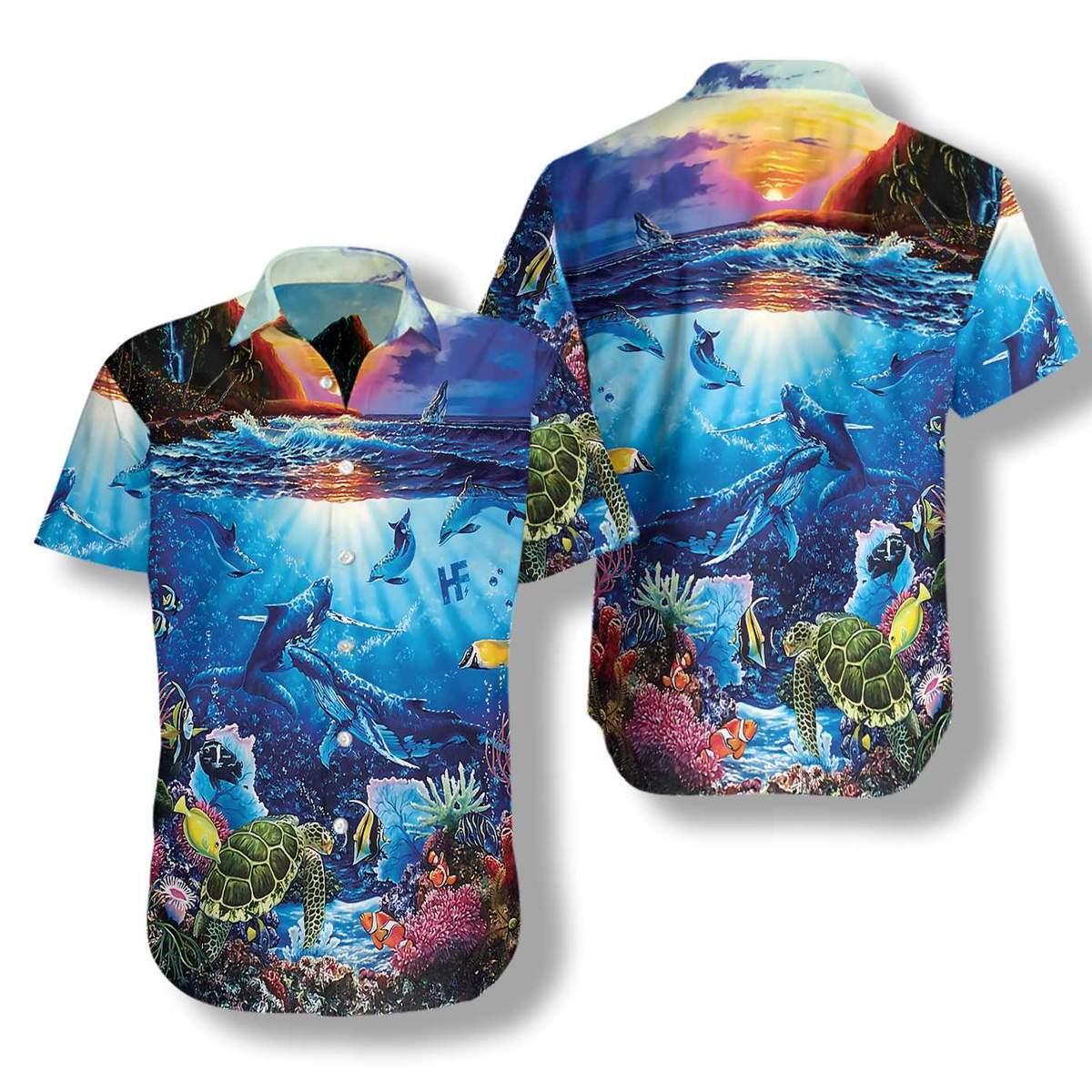Turtle Under The Sea Hawaiian Shirt Pre11012