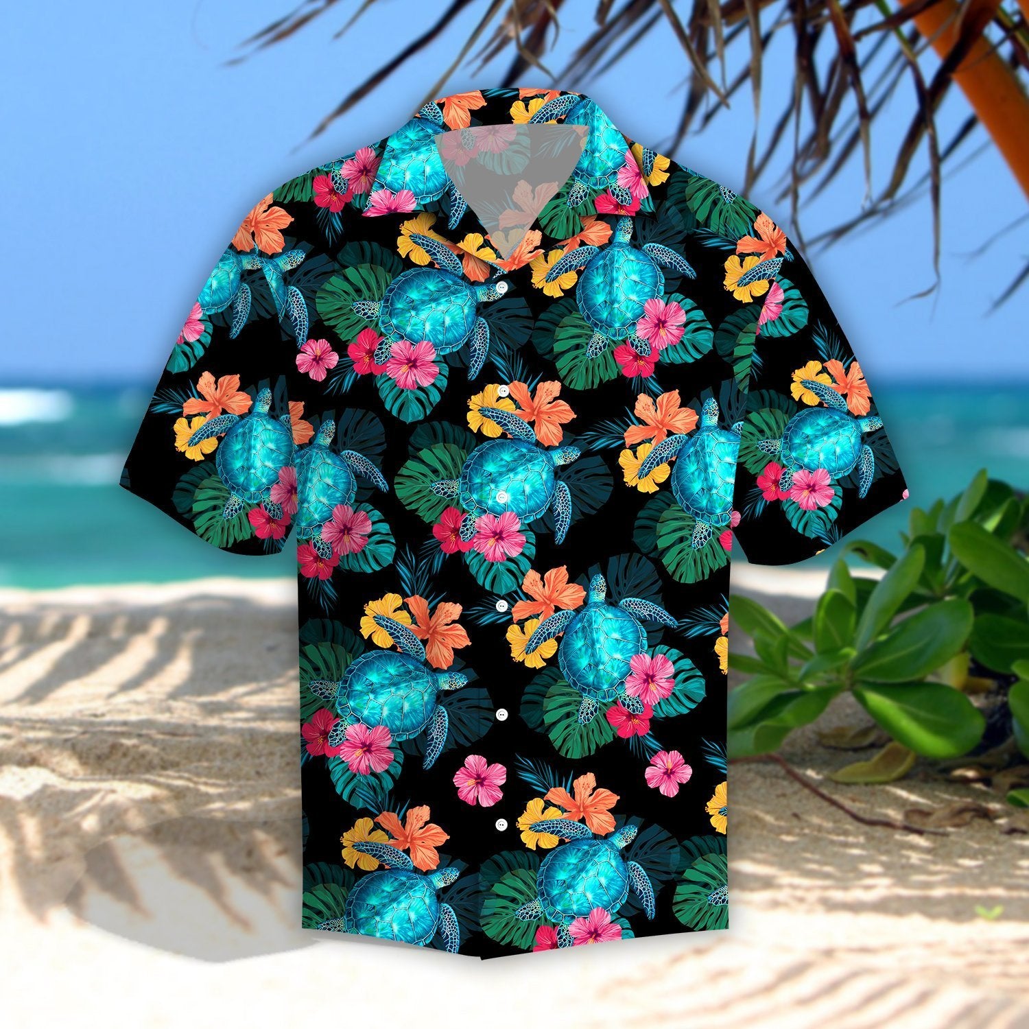 Turtles Hibiscus Tropical Hawaiian Shirt Pre12073