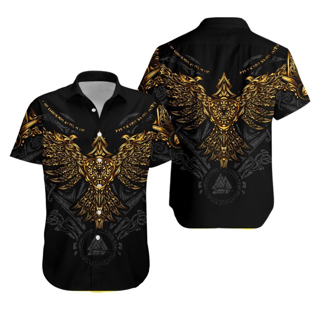 Viking Huginn Gold Hawaiian Shirt Pre12121 Viking Huginn Gold Hawaiian Shirt Pre12121