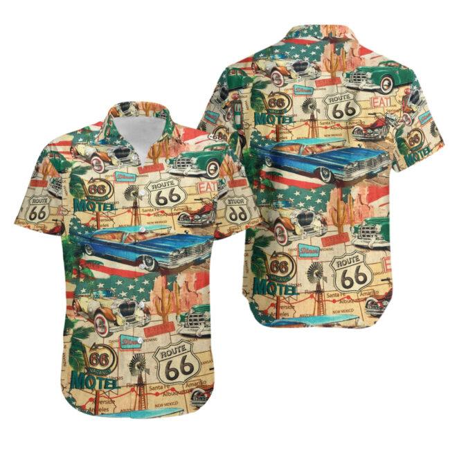 Vintage Cars Route 66 Hawaiian Shirt Pre10087 Vintage Cars Route 66 Hawaiian Shirt Pre10087