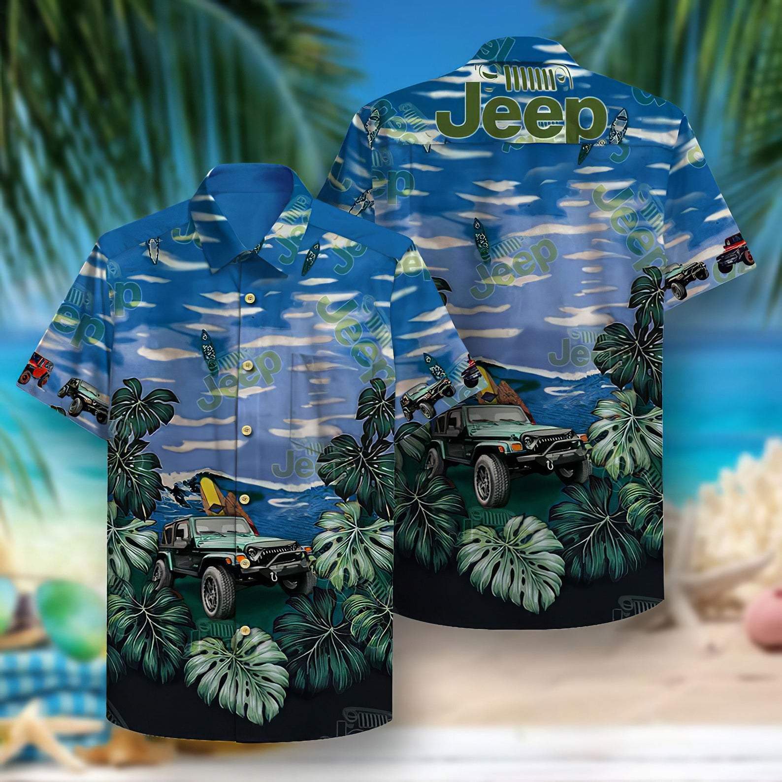 Vintage Jeep Car Tropical Summer Hawaiian Shirt Pre10006