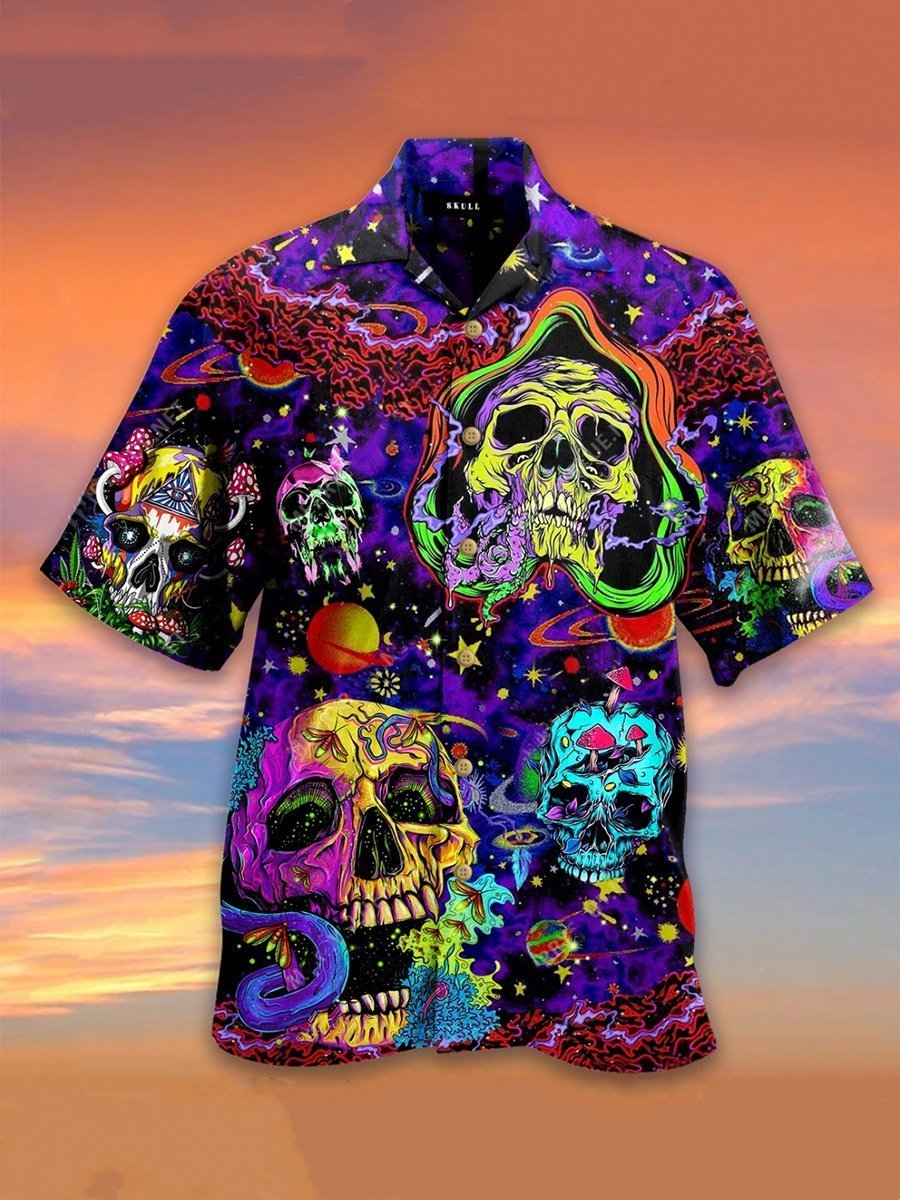 Vintage Skull Life Is Colorful Hawaiian Shirt Pre12036