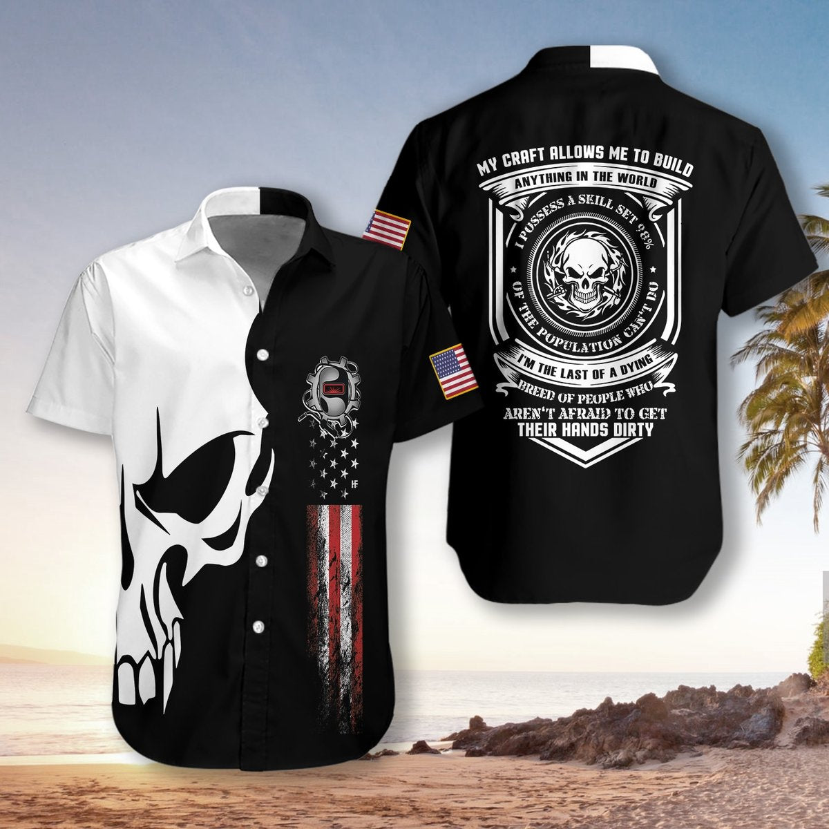Welder Proud Skull Hawaiian Shirt Pre12045 Welder Proud Skull Hawaiian Shirt Pre12045