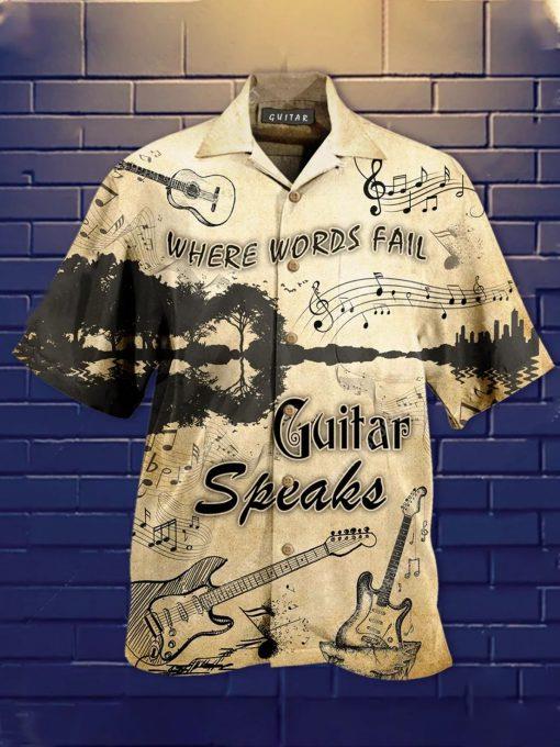 Where Words Fail Guitar Speaks Vintage Hawaiian Shirt Pre11813 Where Words Fail Guitar Speaks Vintage Hawaiian Shirt Pre11813
