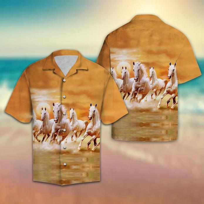 White Horses Hawaiian Shirt Pre10478 White Horses Hawaiian Shirt Pre10478