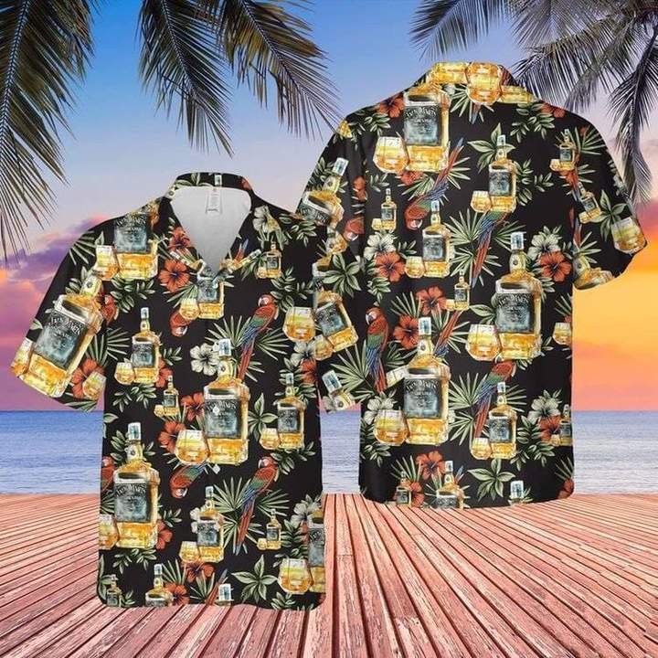 Wine Drinking Lover Black Tropical Hawaiian Shirt Pre10698
