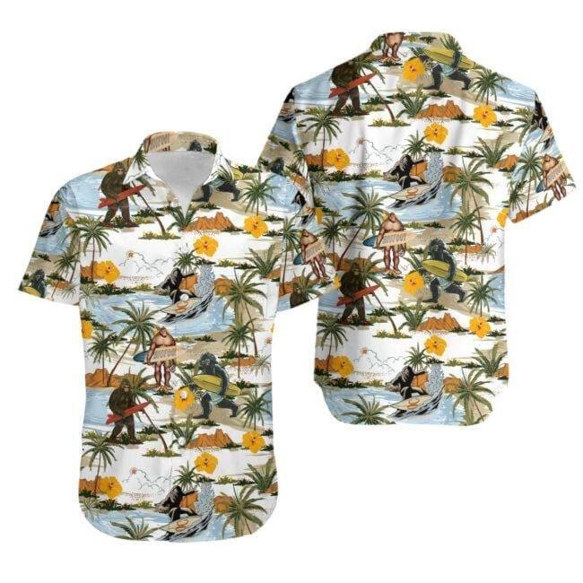 Yellow Hibicus Bigfoot Hawaiian Shirt Pre11395