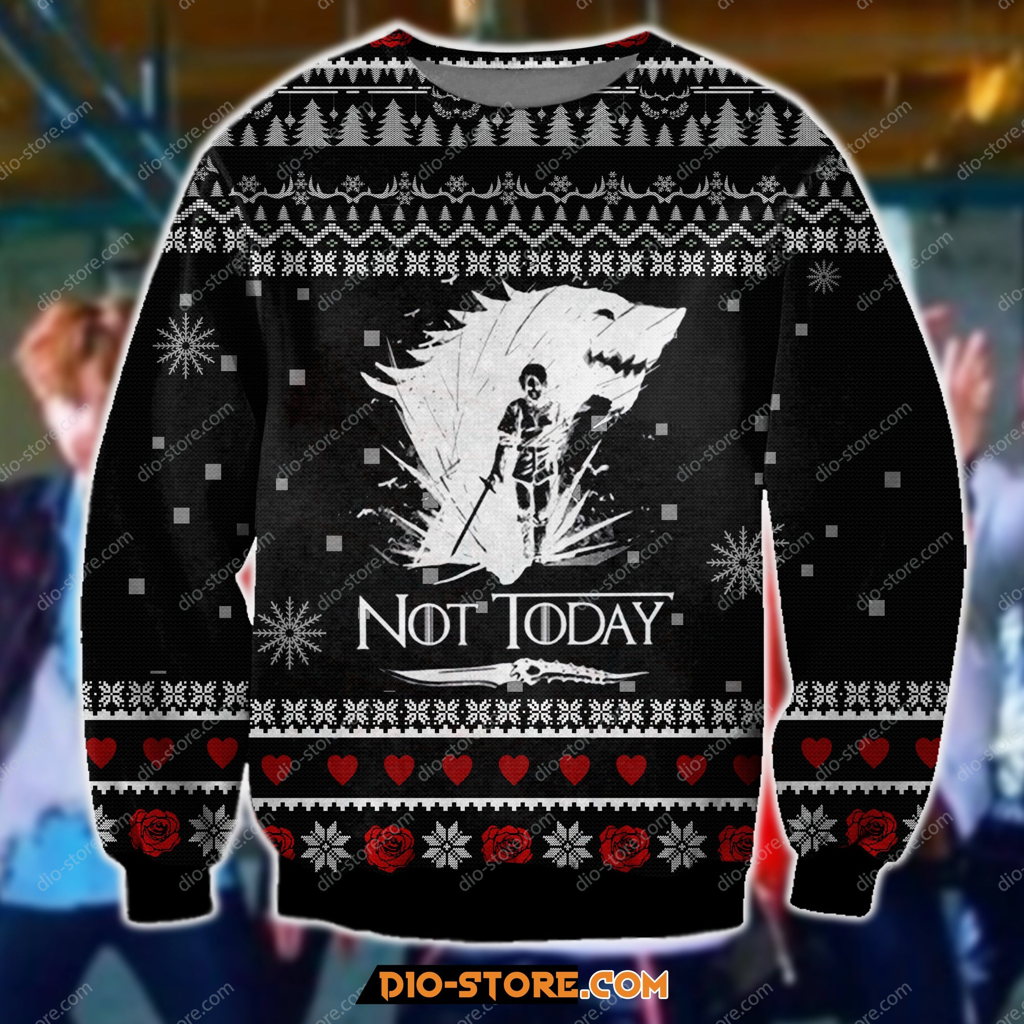 3D All Over Print Game Of Thrones - Not Today Ugly Christmas Sweater Hoodie All Over Printed Cint10214