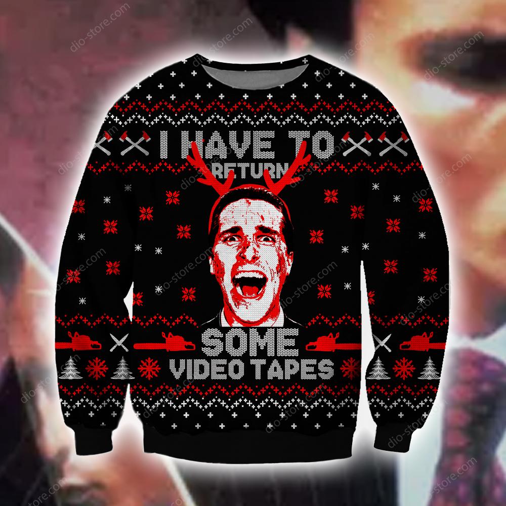 American Psycho Knitting Pattern 3D Print Ugly Sweatshirt Hoodie All Over Printed Cint10637