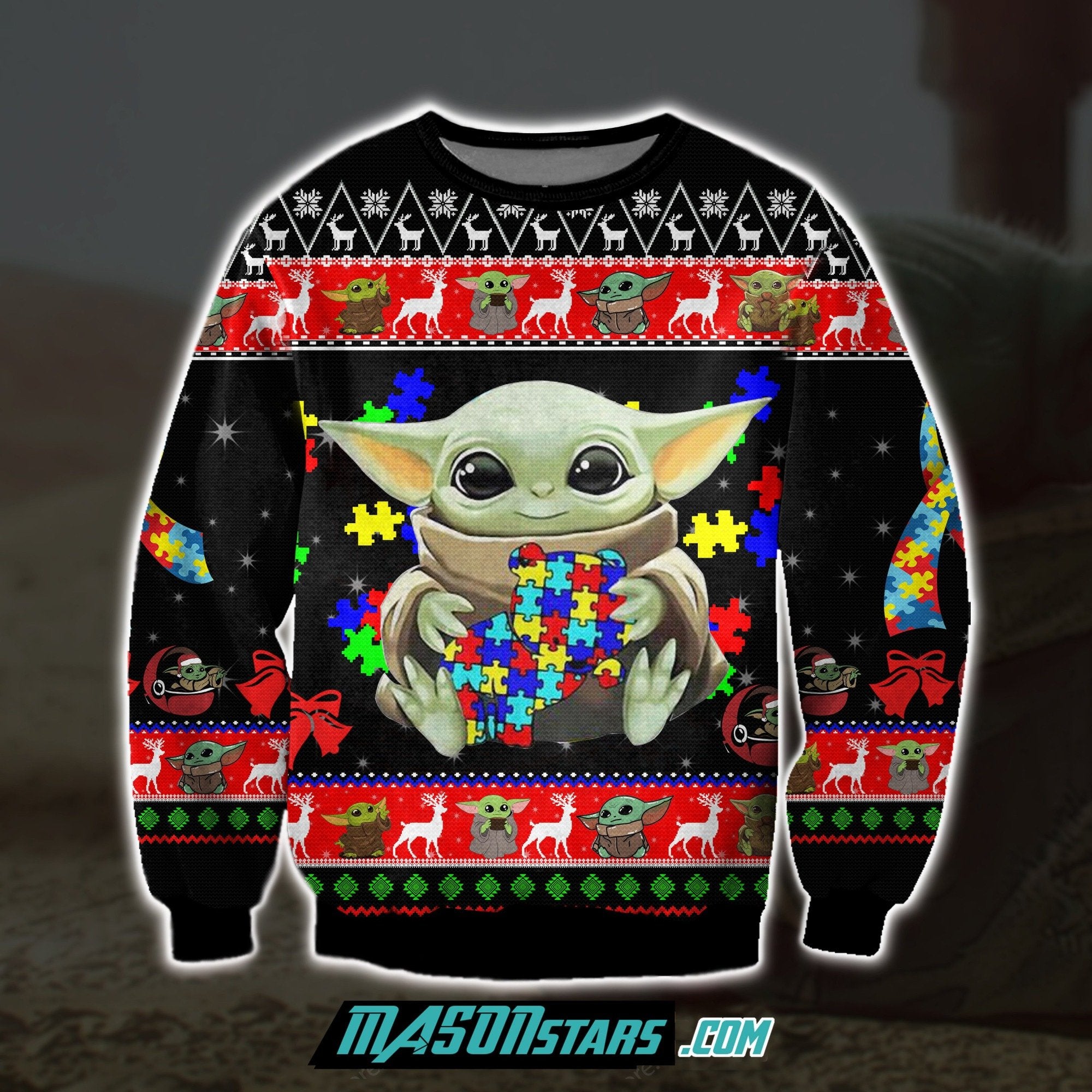 Baby Yoda With Puzzles Autism 3D Print Ugly Christmas Sweater Hoodie All Over Printed Cint10013 Baby Yoda With Puzzles Autism 3D Print Ugly Christmas Sweater Hoodie All Over Printed Cint10013