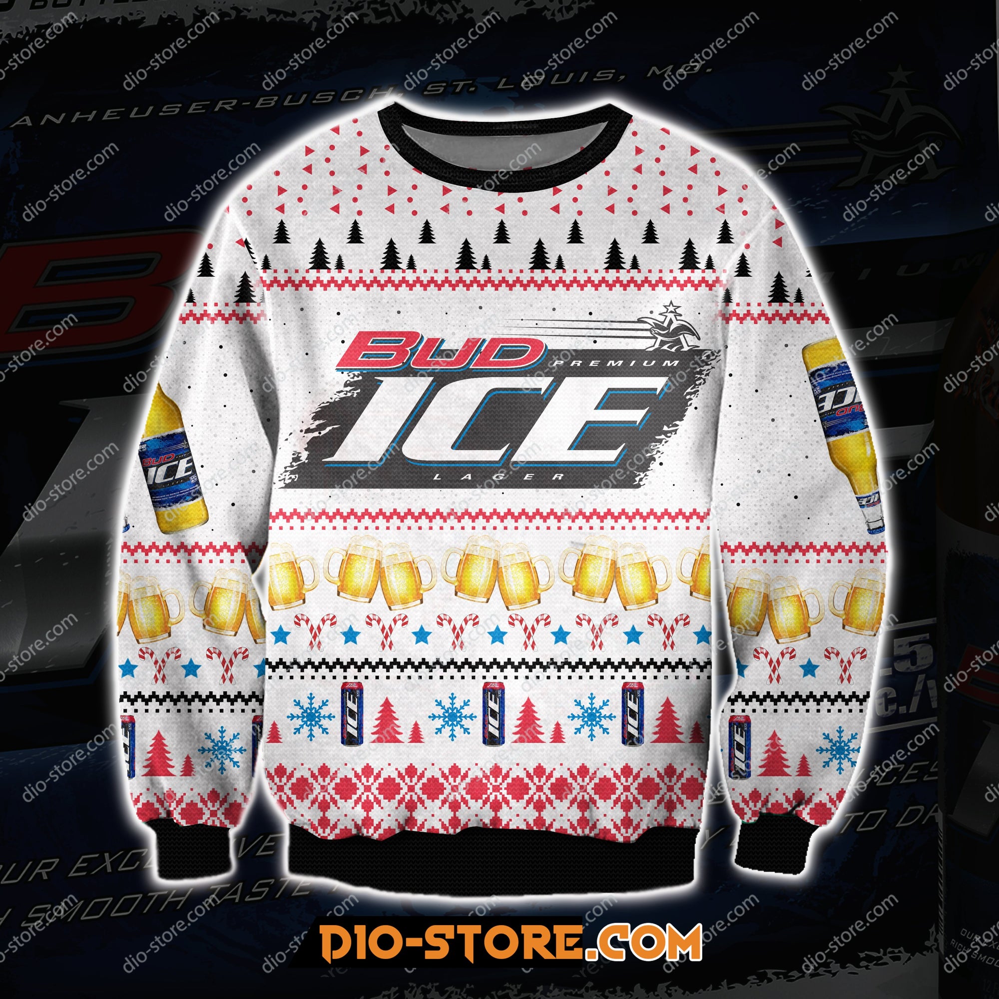 Bud Ice Lager Beer Knitting Pattern 3D Print Ugly Sweatshirt Hoodie All Over Printed Cint10339