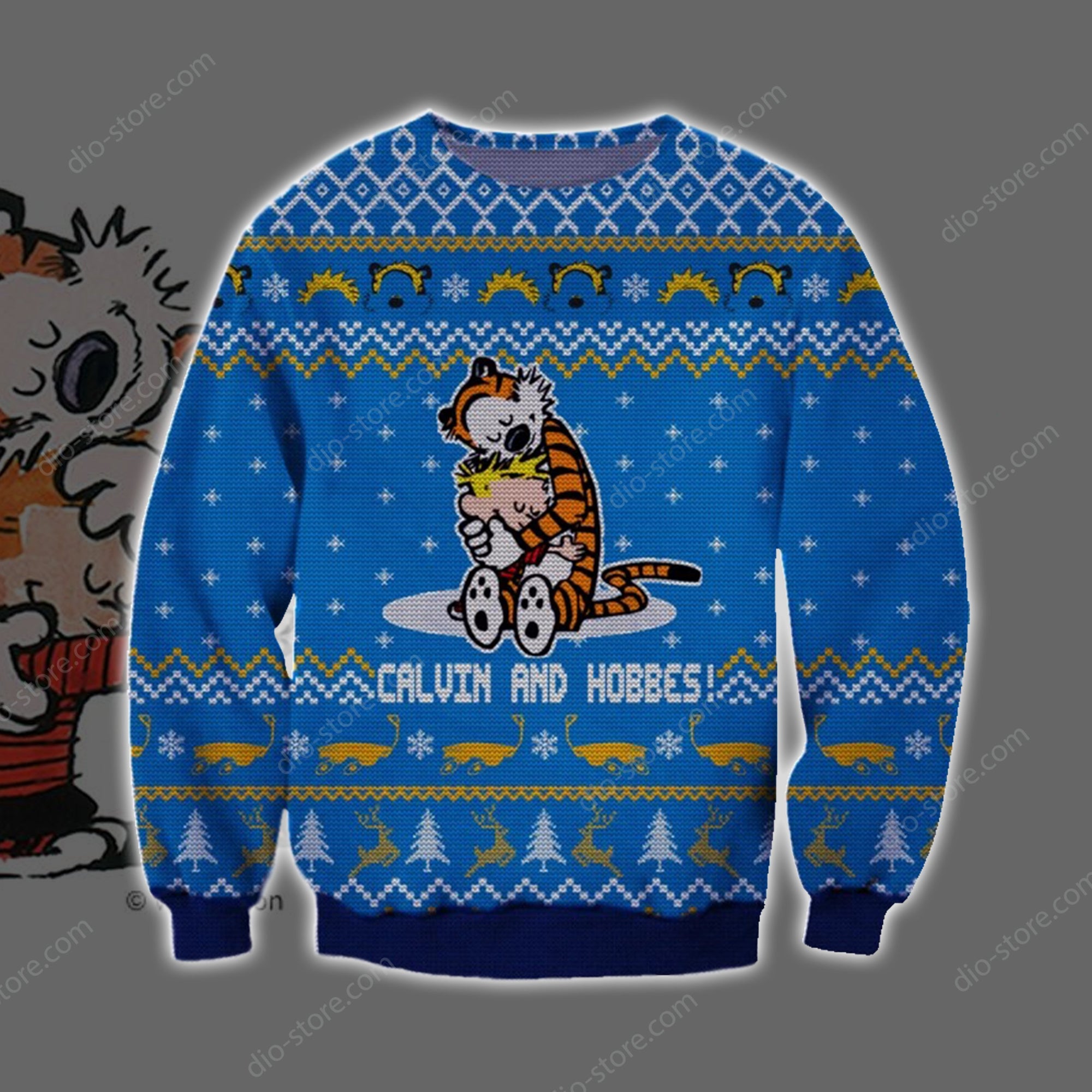 Calvin And Hobbes Knitting Pattern 3D Print Ugly Christmas Sweater Hoodie All Over Printed Cint10630