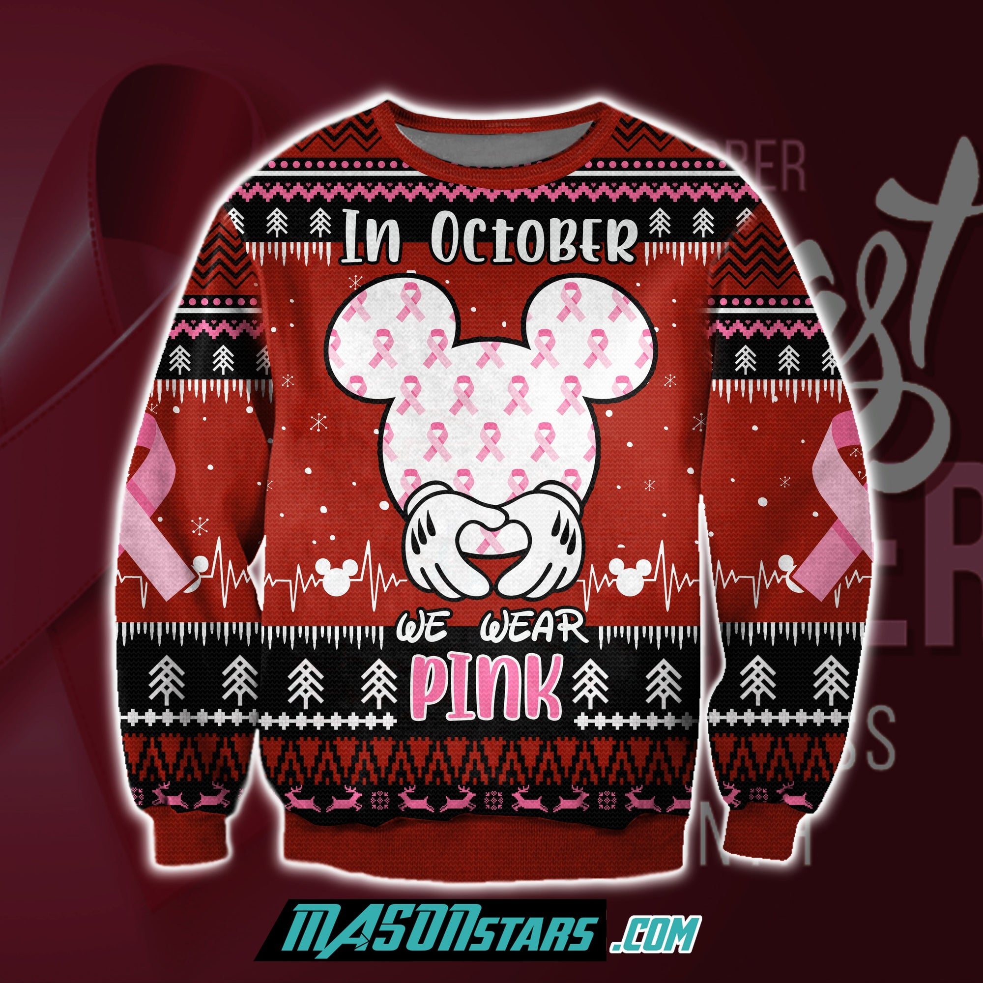 Cancer We Wear Pink 3D Print Ugly Christmas Sweater Hoodie All Over Printed Cint10017 Cancer We Wear Pink 3D Print Ugly Christmas Sweater Hoodie All Over Printed Cint10017