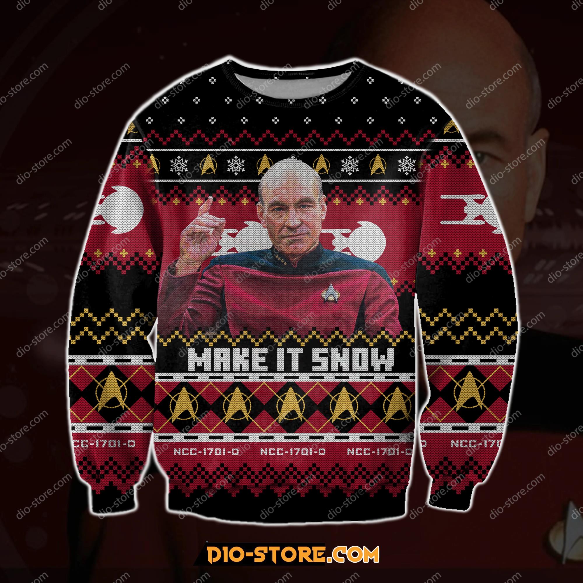 Captain Picard Star Trek 3D Print Ugly Christmas Sweater Hoodie All Over Printed Cint10120