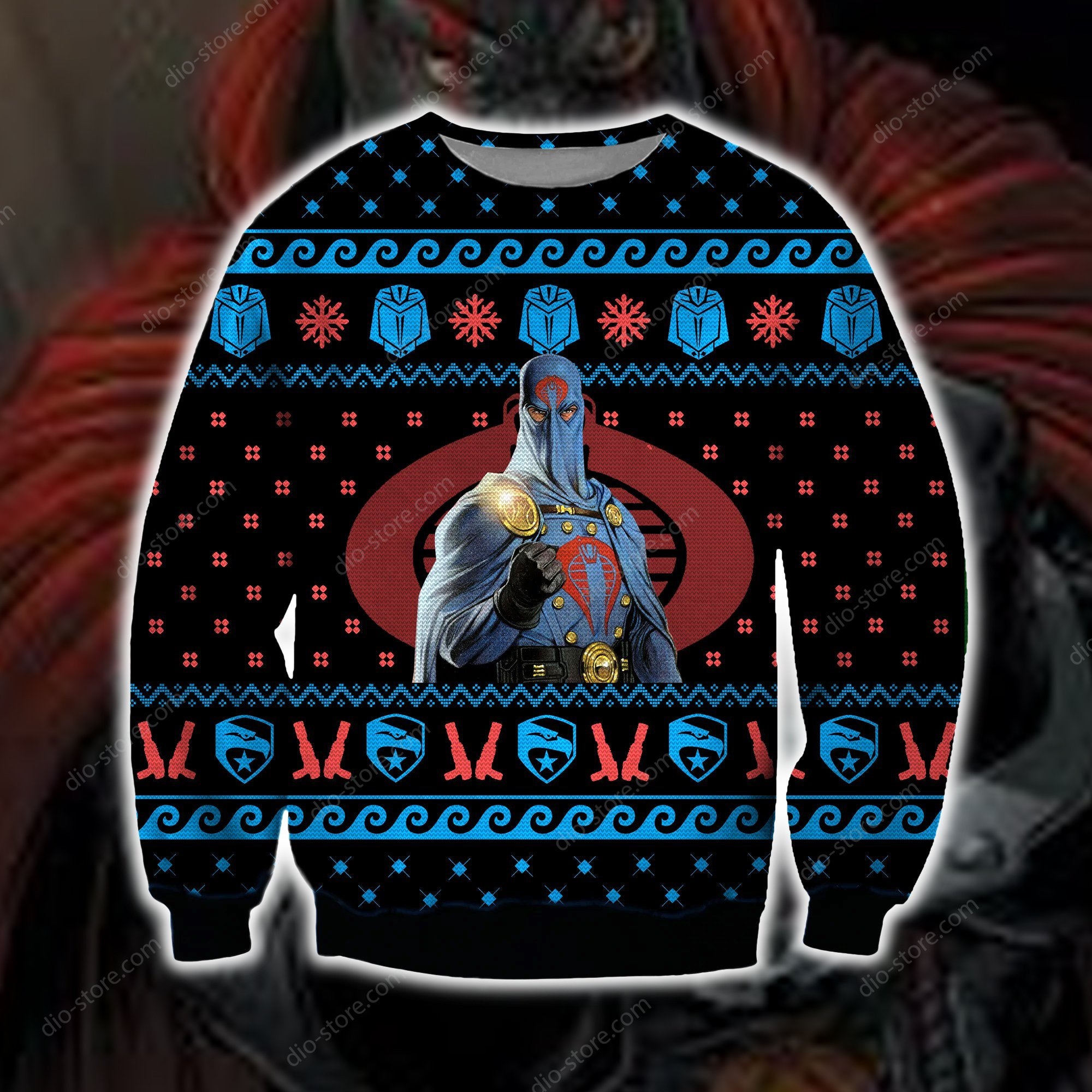 Cobra Commander Knitting Pattern 3D Print Ugly Christmas Sweater Hoodie All Over Printed Cint10580 Cobra Commander Knitting Pattern 3D Print Ugly Christmas Sweater Hoodie All Over Printed Cint10580