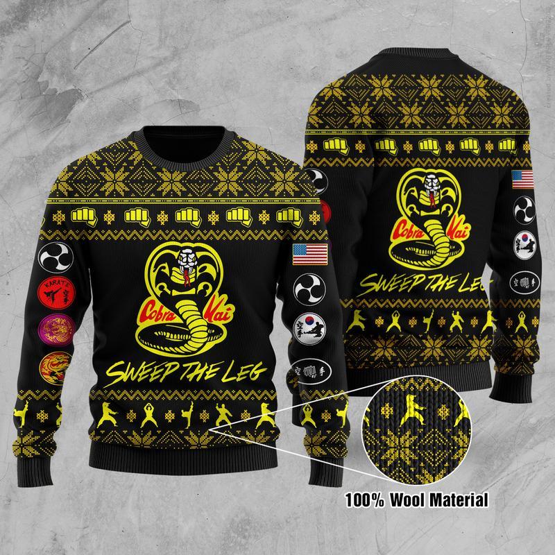 Cobra Kai Knitting Pattern 3D Print Ugly Christmas Sweater Hoodie All Over Printed Cint10700 1 » Cool Gifts for You - Mfamilygift Cobra Kai Knitting Pattern 3D Print Ugly Christmas Sweater Hoodie All Over Printed Cint10700 1