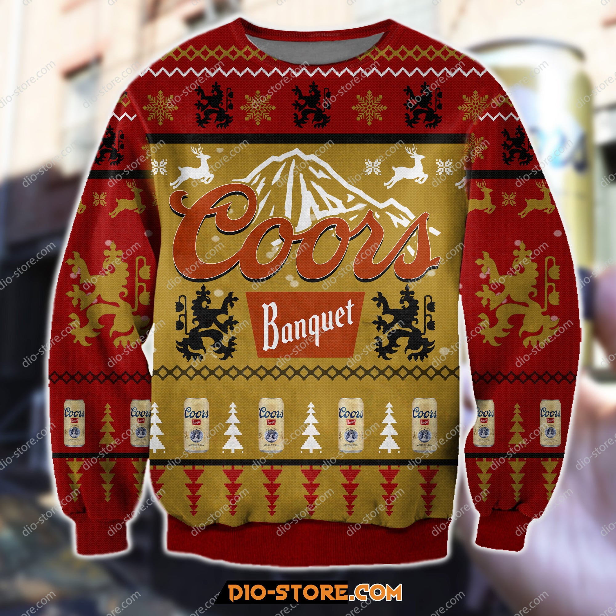 Coors Banquet Beer Yellow Red Knitting Pattern 3D Print Ugly Sweatshirt Hoodie All Over Printed Cint10280