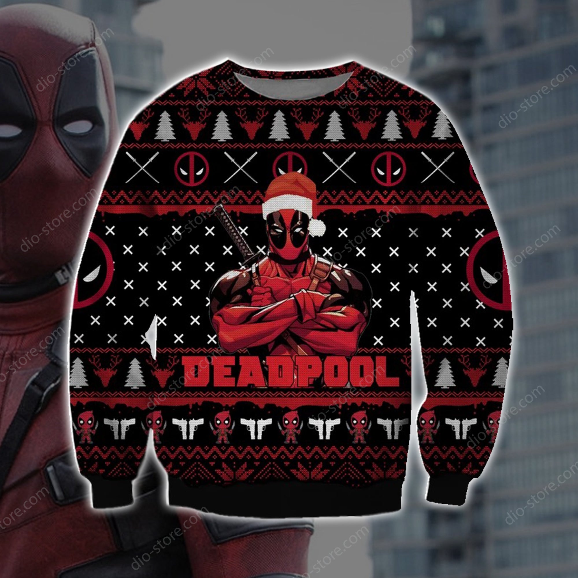 Deadpool Knitting Pattern 3D Print Ugly Christmas Sweater Hoodie All Over Printed Cint10603 Deadpool Knitting Pattern 3D Print Ugly Christmas Sweater Hoodie All Over Printed Cint10603
