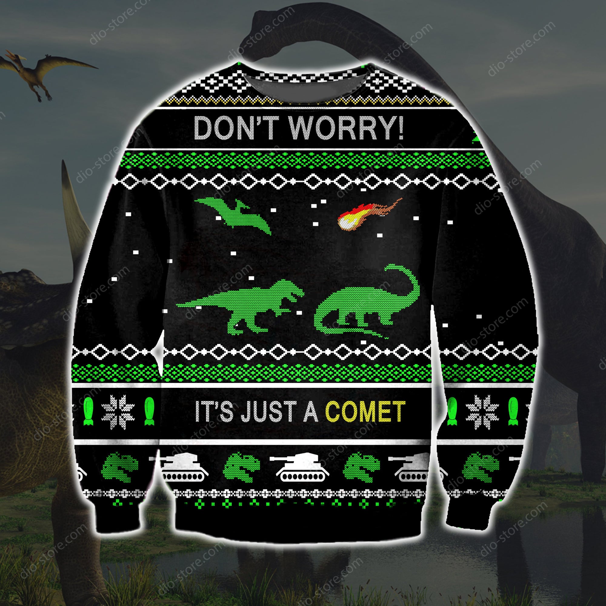 Dinosaur Knitting Pattern 3D Print Ugly Sweater Hoodie All Over Printed Cint10475