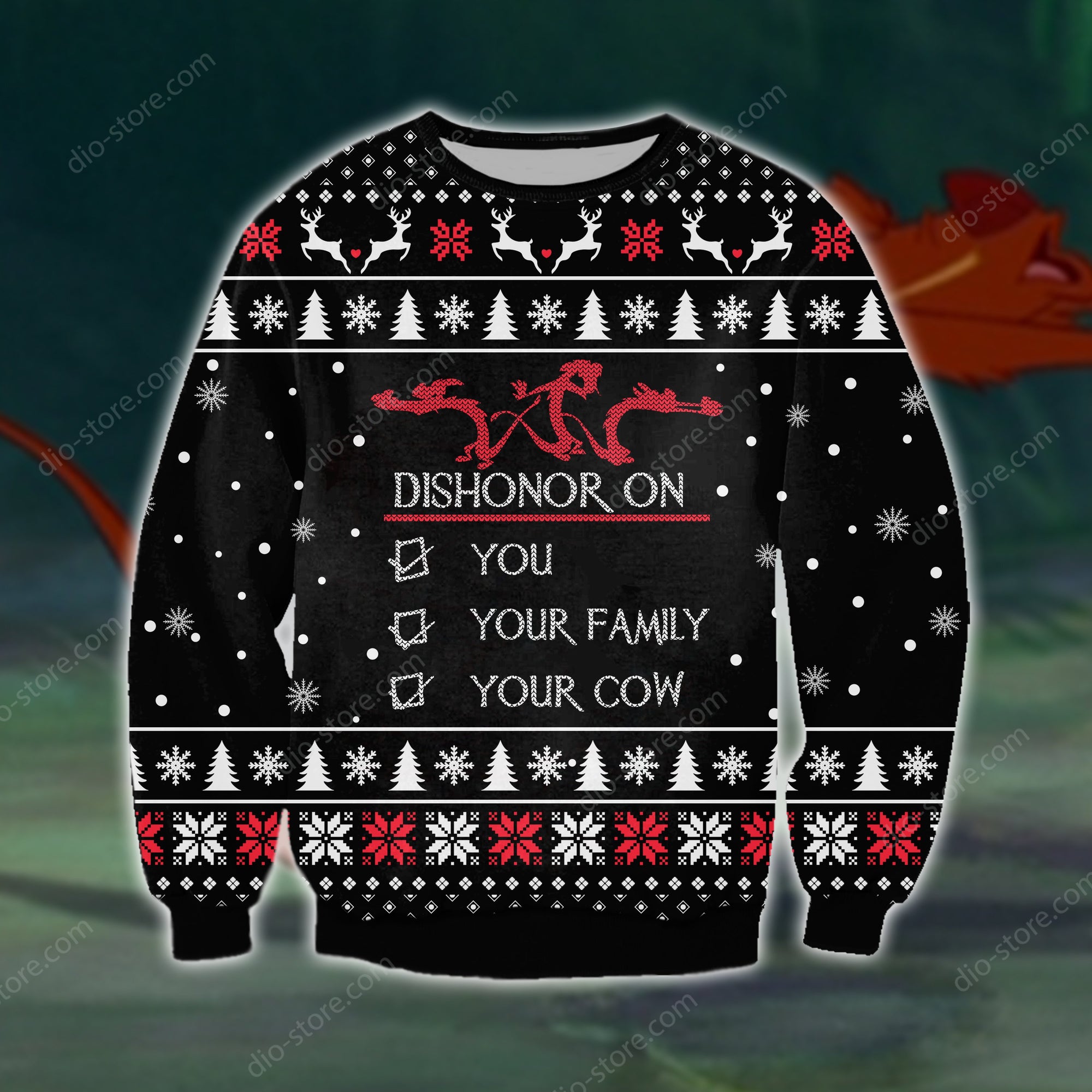 Dishonor On You Knitting Pattern 3D Print Ugly Sweater Hoodie All Over Printed Cint10565
