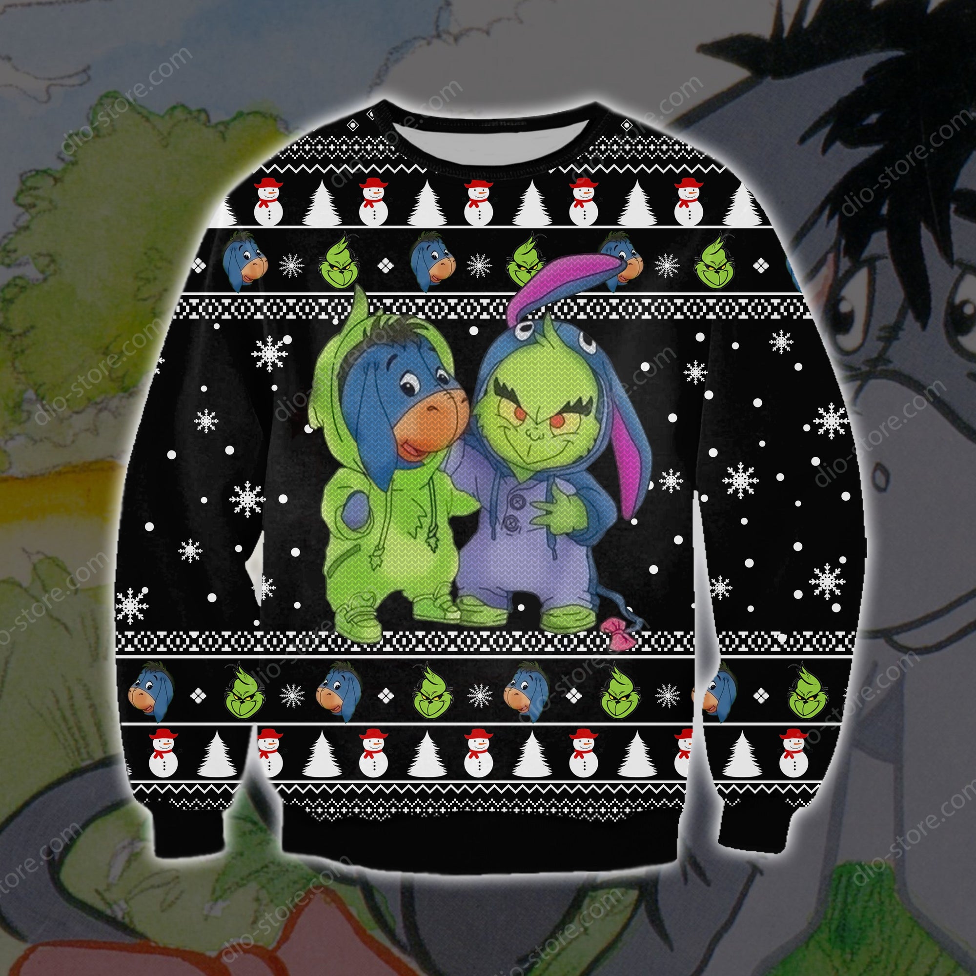 Eeyore And Grinch Funny Knitting Pattern 3D Print Ugly Sweater Hoodie All Over Printed Cint10529 Eeyore And Grinch Funny Knitting Pattern 3D Print Ugly Sweater Hoodie All Over Printed Cint10529