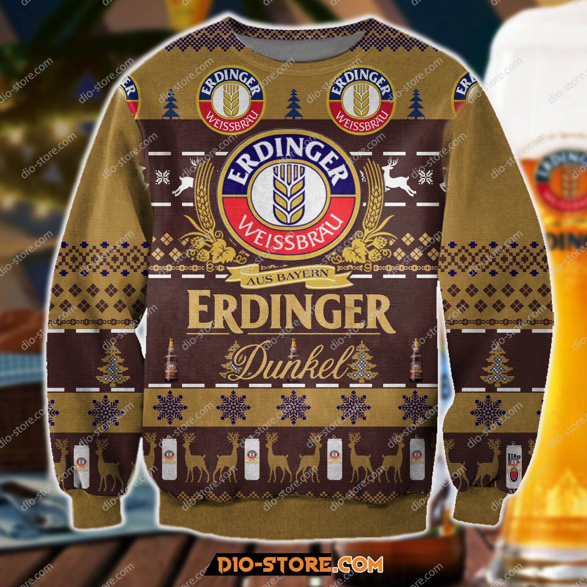 Erdinger Dunkel Knitting Pattern 3D Print Ugly Christmas Sweatshirt Hoodie All Over Printed Cint10381