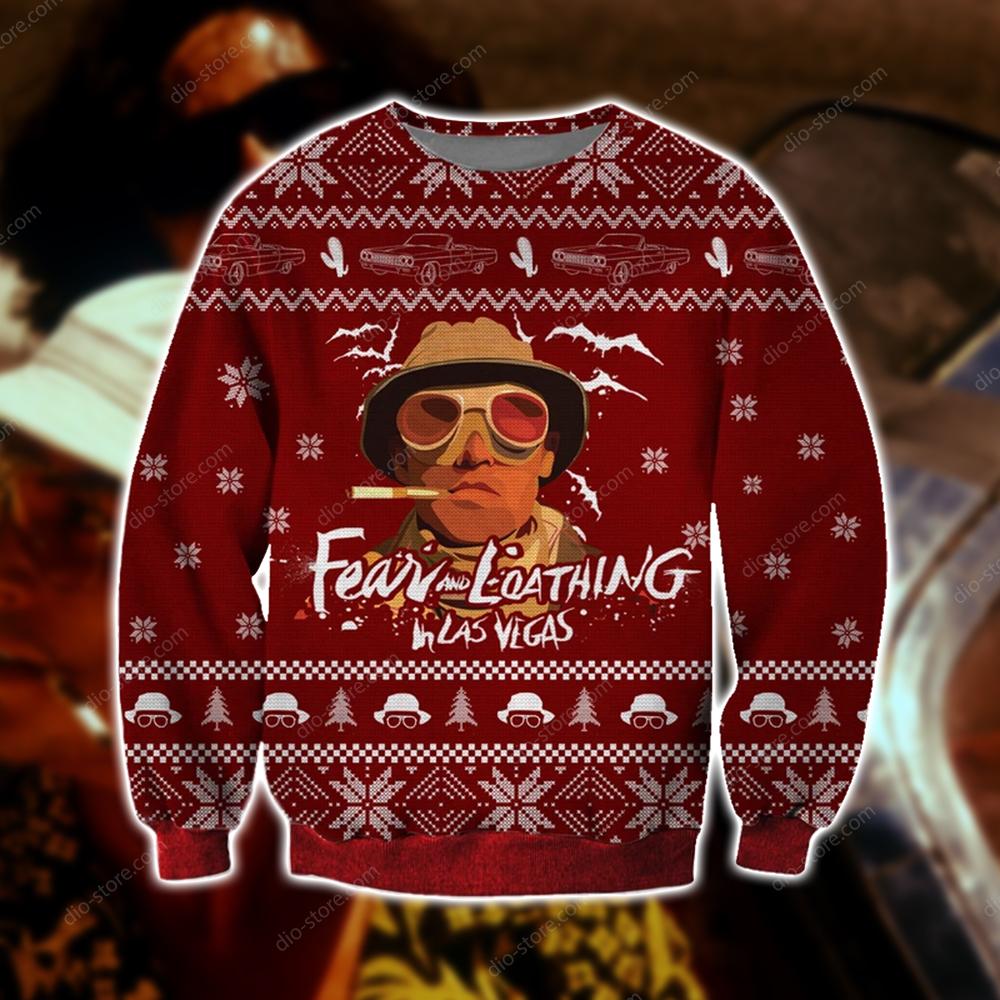 Fear And Loathing In Lvs Knitting Pattern 3D Print Ugly Christmas Sweater Hoodie All Over Printed Cint10685