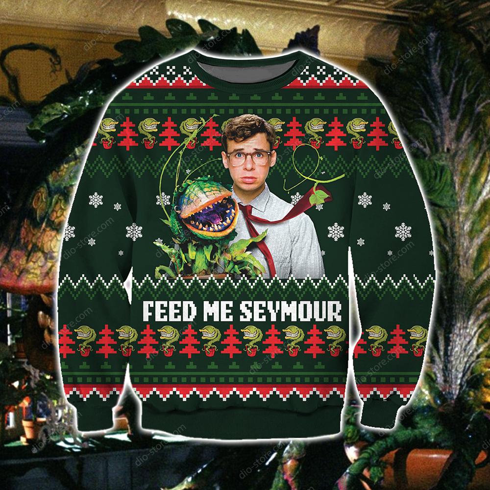 Feed Me Seymour Knitting Pattern 3D Print Ugly Sweater Hoodie All Over Printed Cint10495