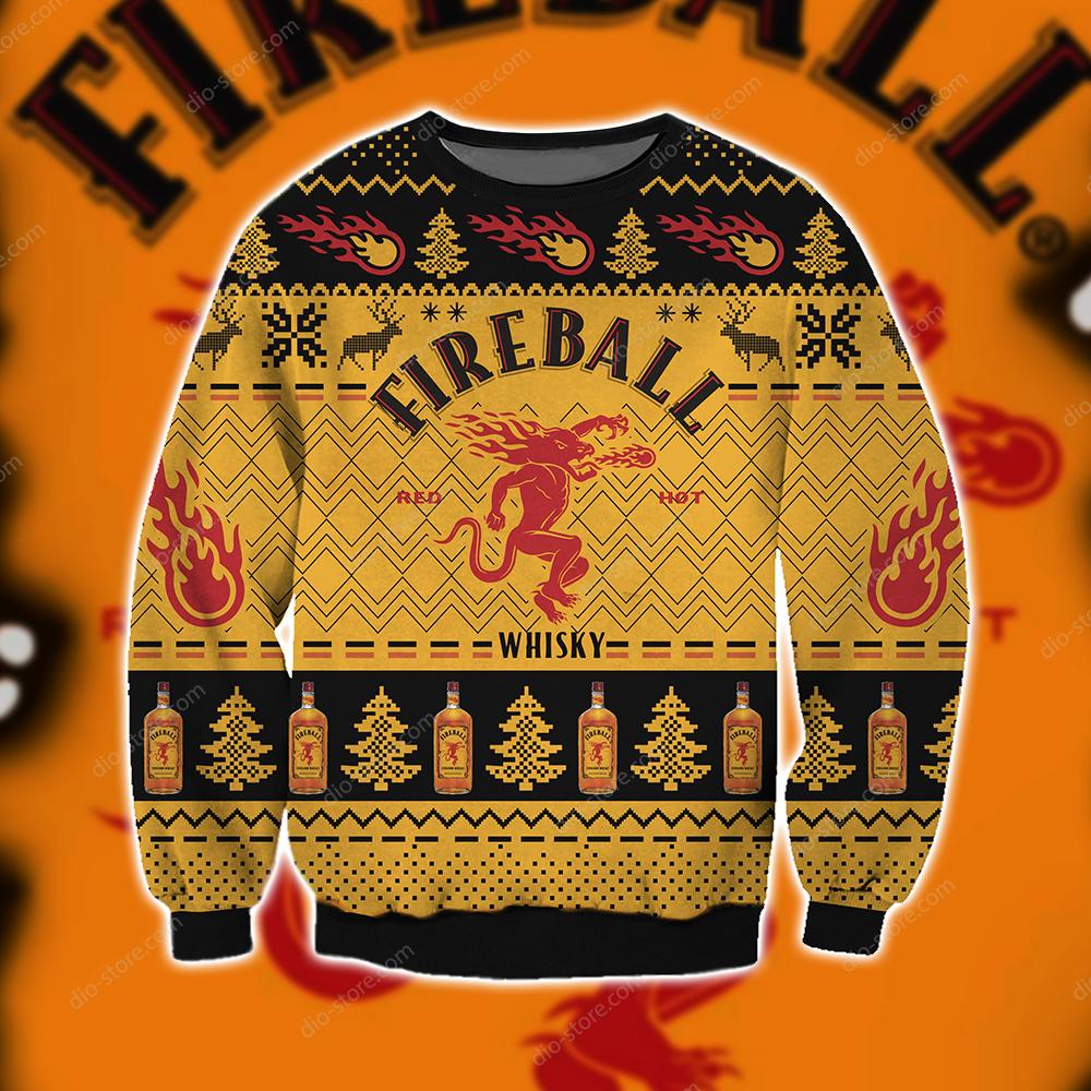 Fireball Cinnamon Whisky Knitting Pattern 3D Print Ugly Sweater Hoodie All Over Printed Cint10497