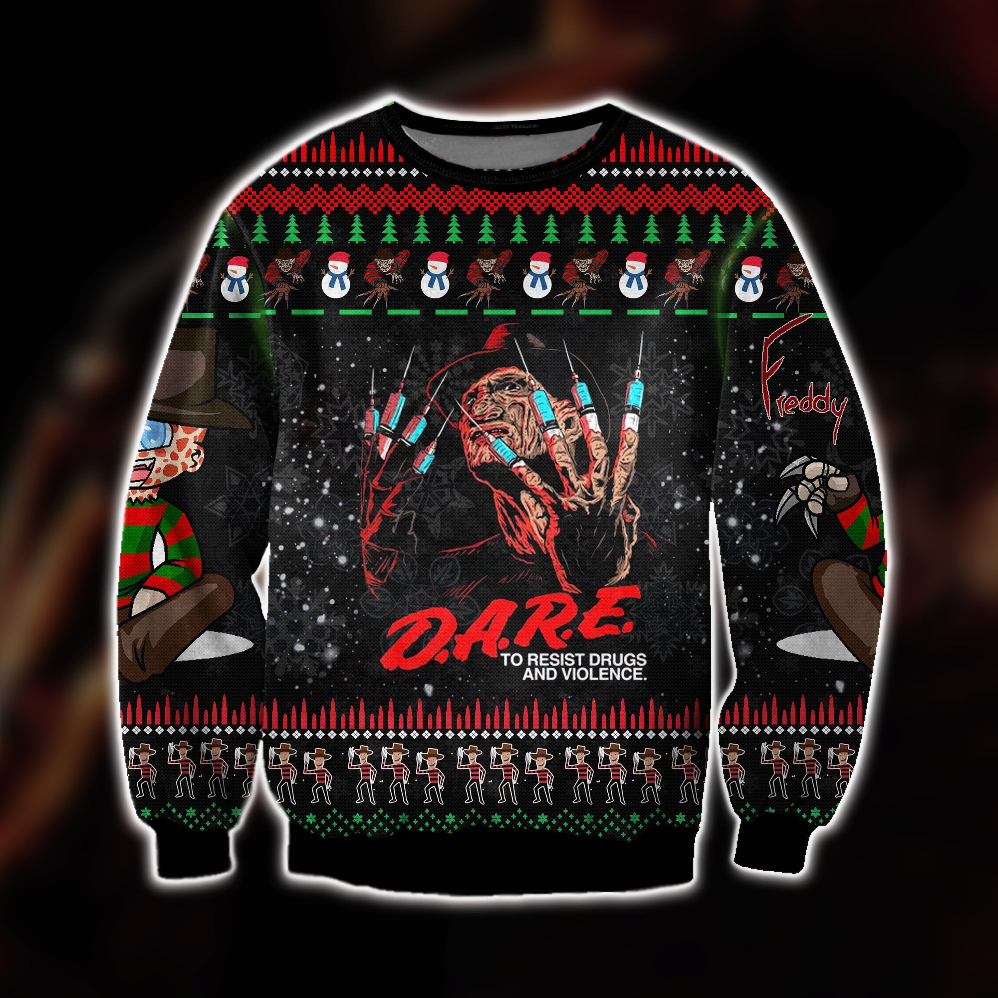 Freddy Krueger Knitting Pattern 3D Print Ugly Sweater Hoodie All Over Printed Cint10226 Freddy Krueger Knitting Pattern 3D Print Ugly Sweater Hoodie All Over Printed Cint10226