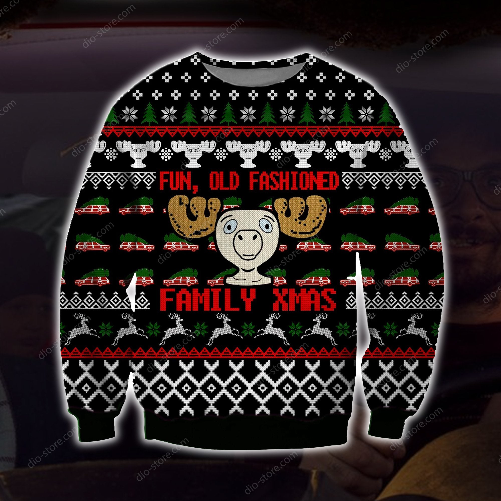 Fun Old Fashioned Family Xmas Knitting Pattern 3D Print Ugly Christmas Sweater Hoodie All Over Printed Cint10618