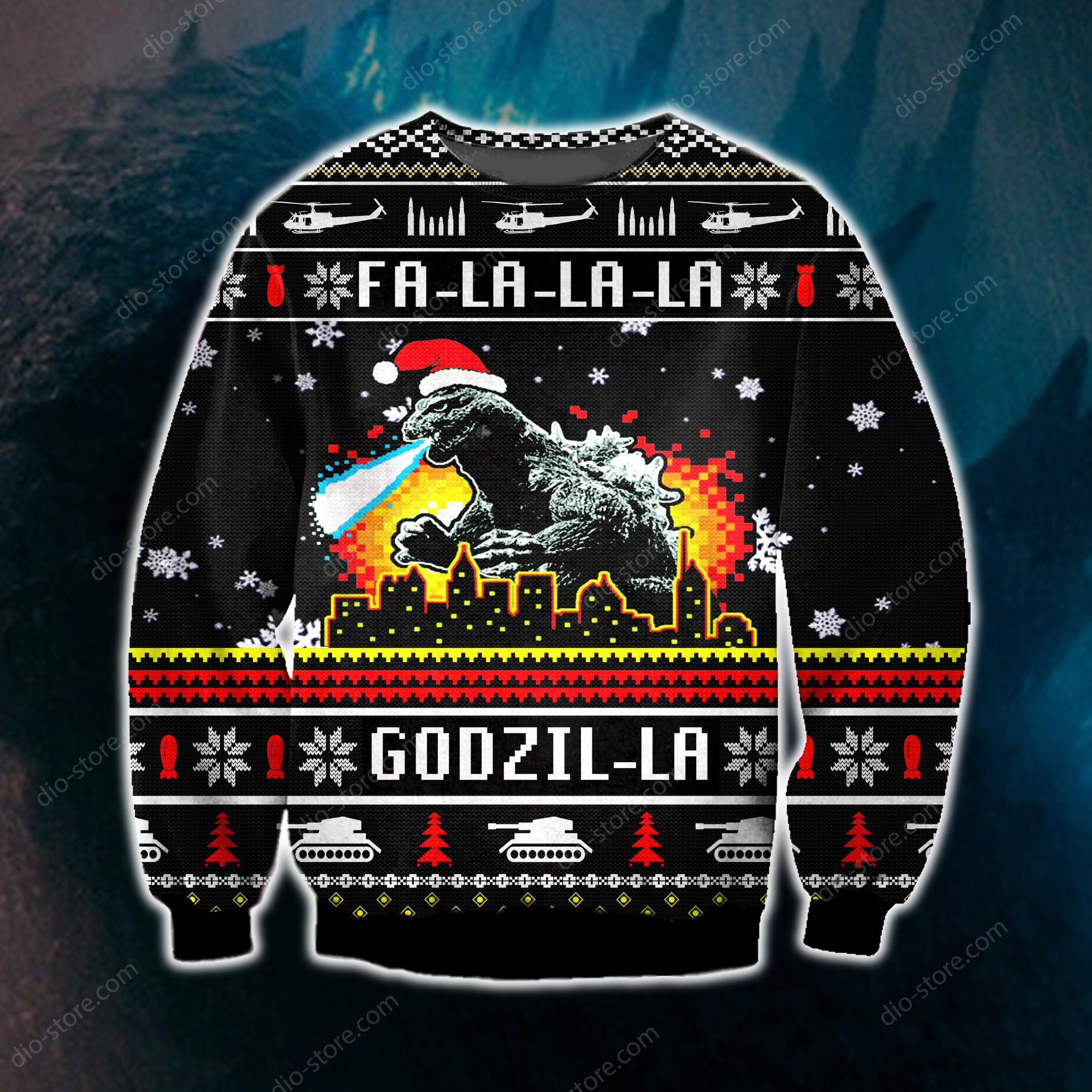 Funny Godzilla Knitting Pattern 3D Print Ugly Sweater Hoodie All Over Printed Cint10480