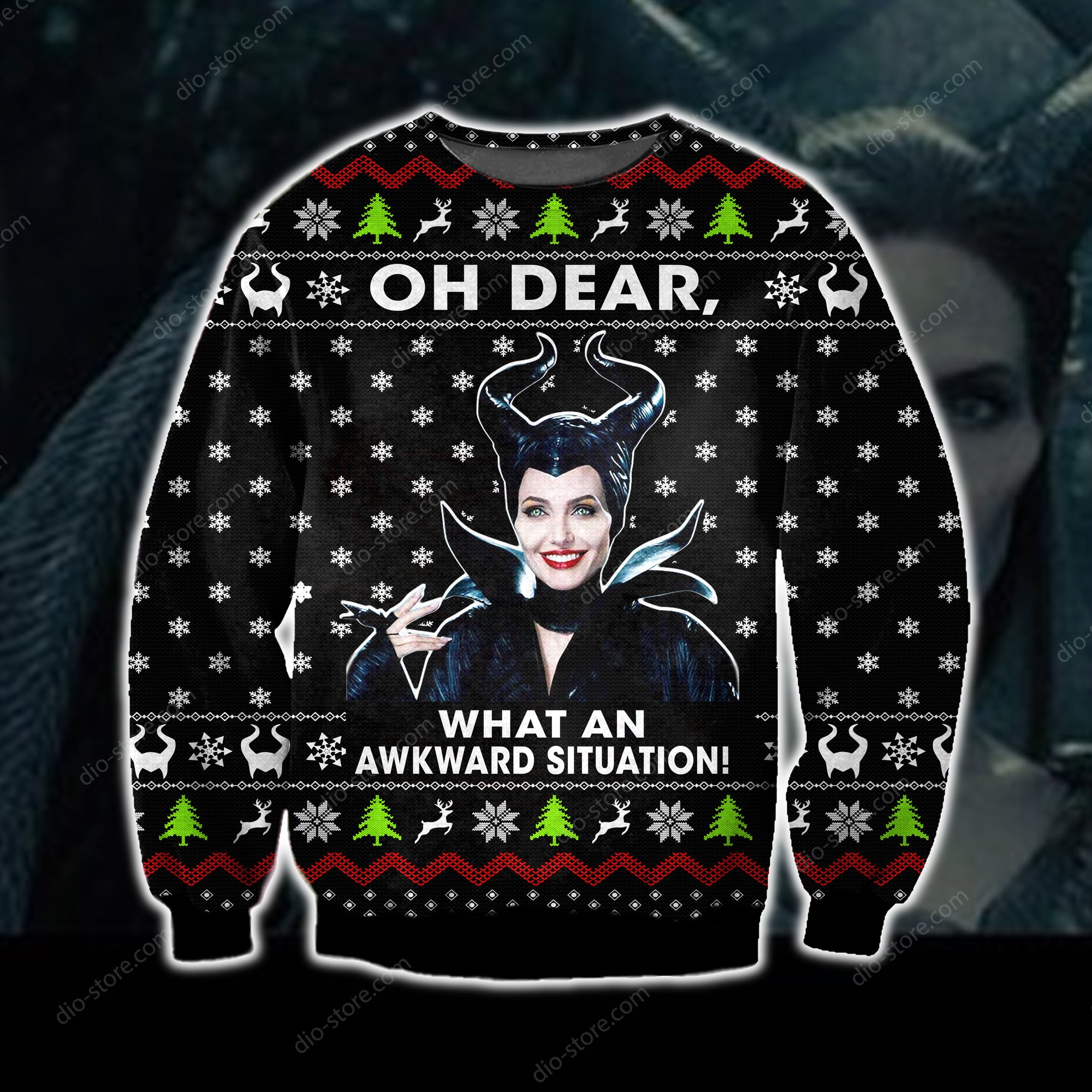 Funny Maleficent Knitting Pattern 3D Print Ugly Sweater Hoodie All Over Printed Cint10527