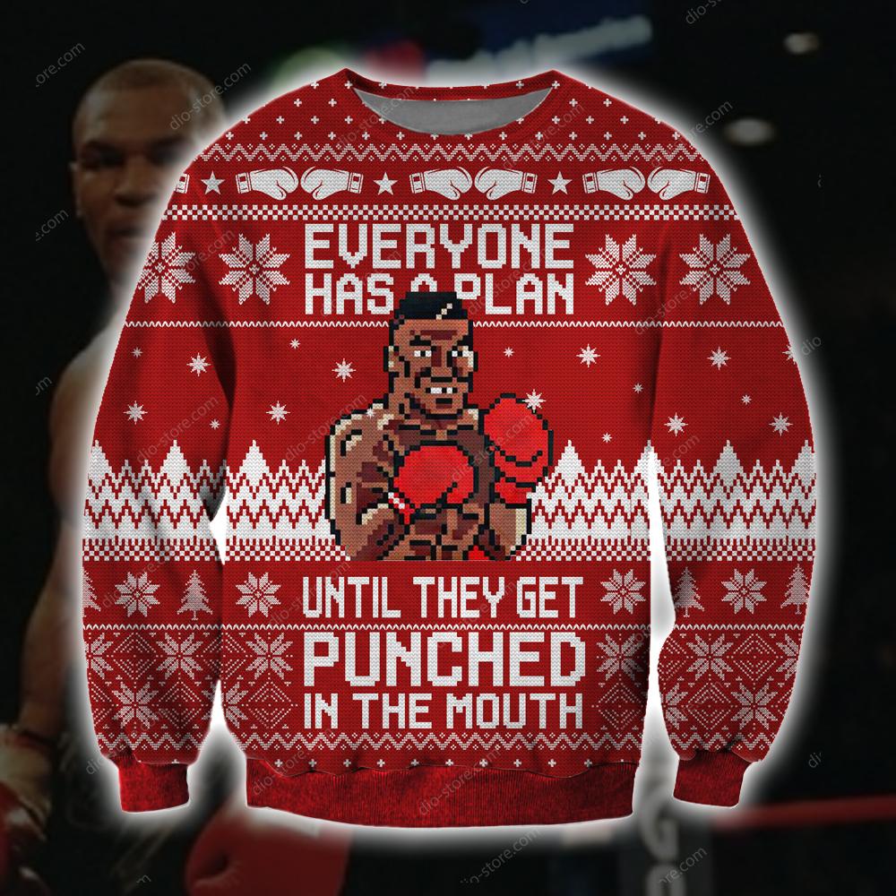 Funny Mike Tyson Knitting Pattern 3D Print Ugly Christmas Sweater Hoodie All Over Printed Cint10653