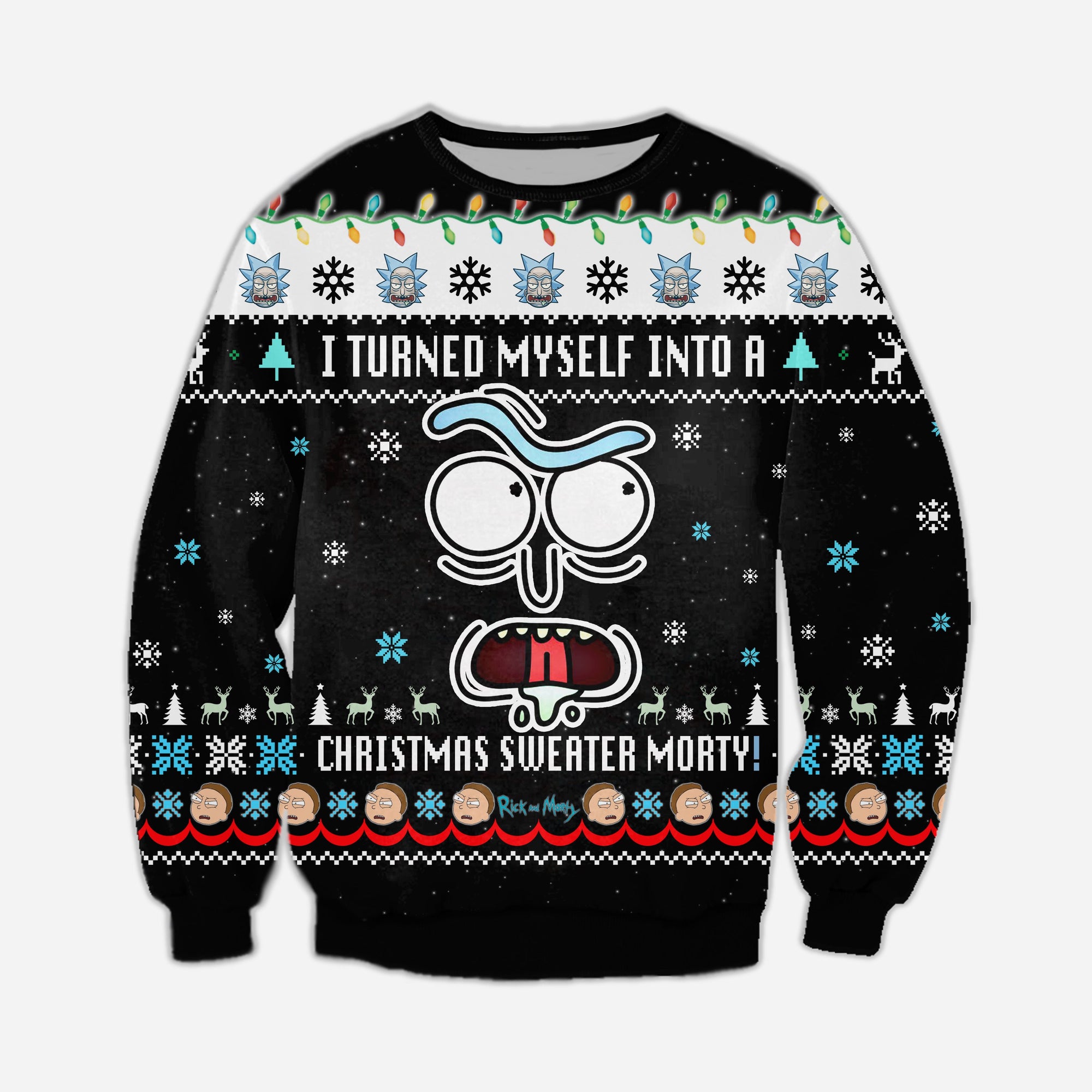Funny Rick Knitting Pattern 3D Print Ugly Sweater Hoodie All Over Printed Cint10507