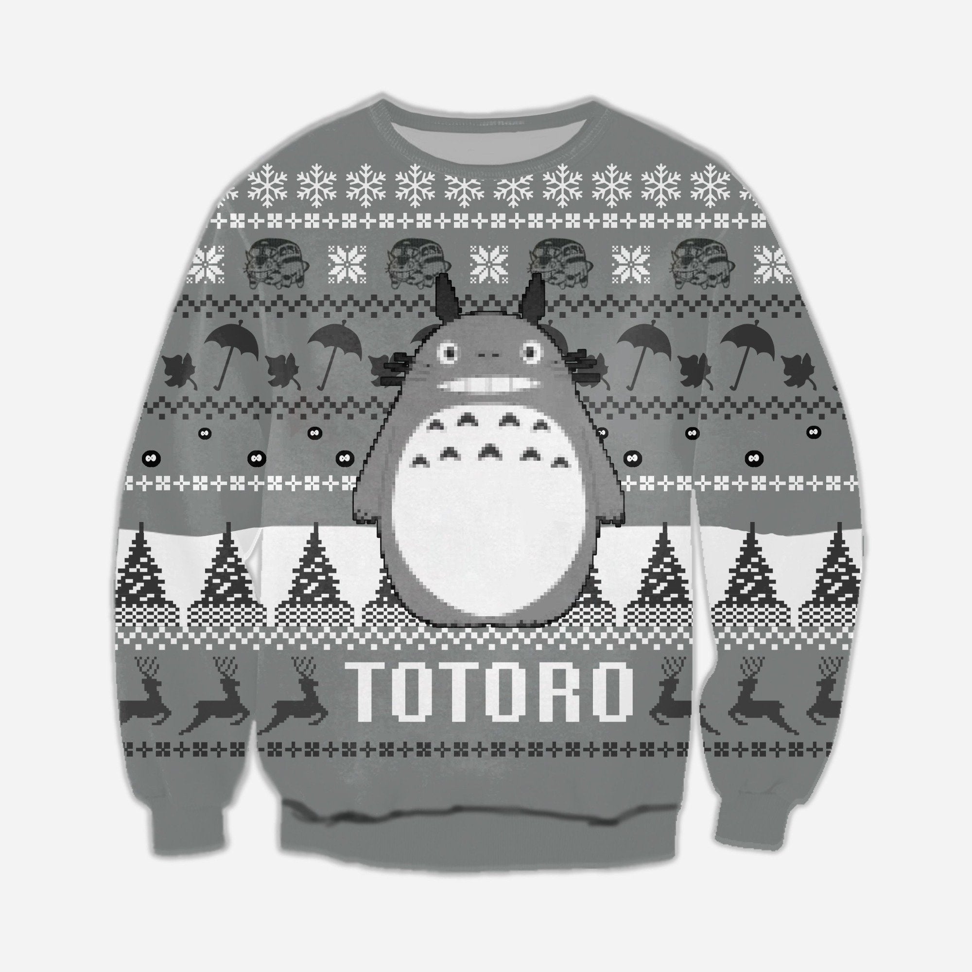 Funny Totoro Knitting Pattern 3D Print Ugly Sweater Hoodie All Over Printed Cint10465