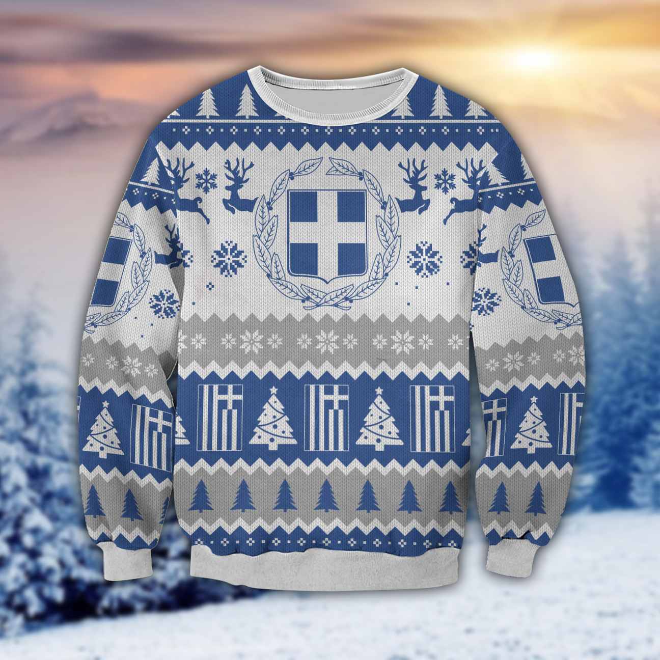Greece 3D All Over Print Ugly Christmas Sweater Hoodie All Over Printed Cint10371