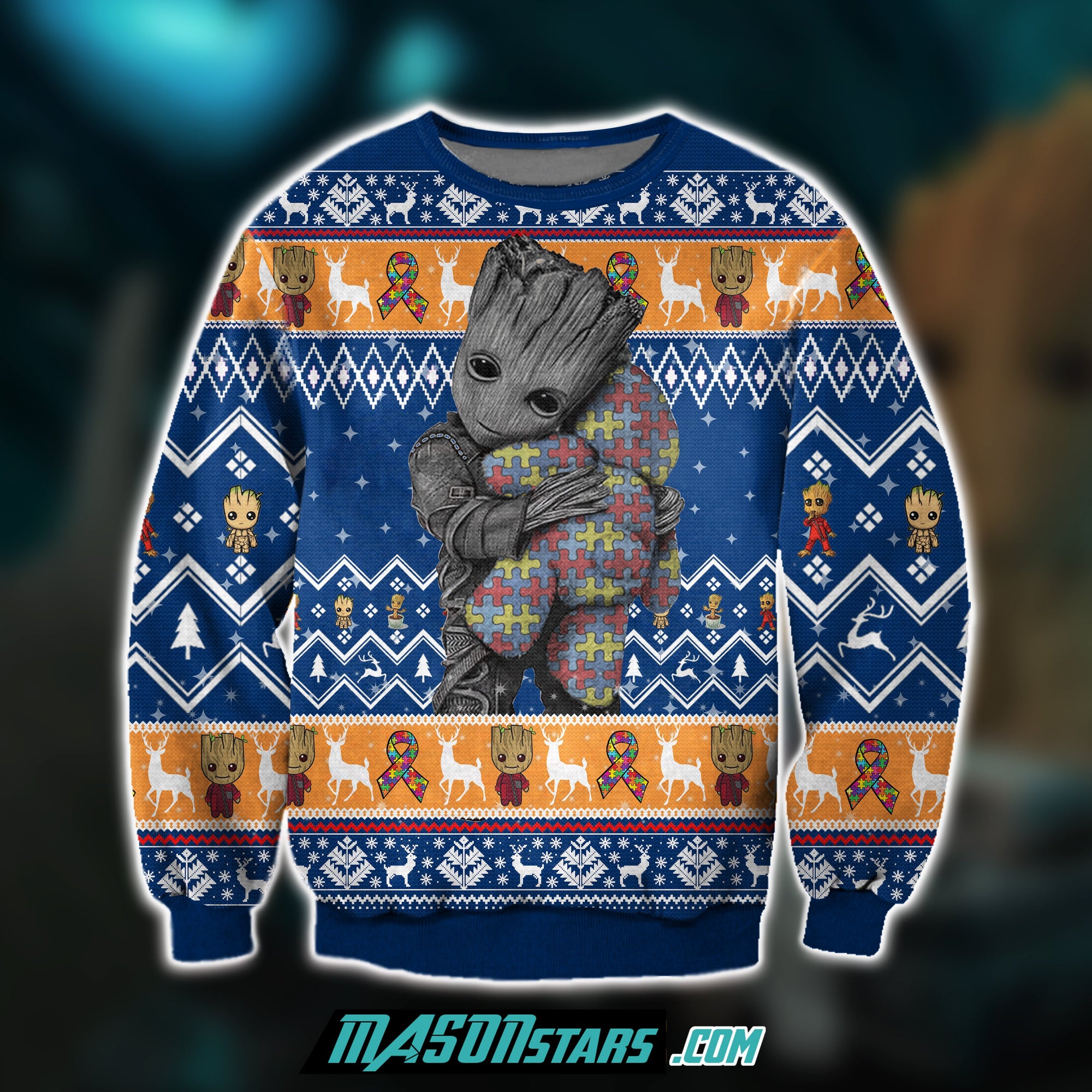 Groot Hugs Pieces Of Autism 3D Print Ugly Sweater Hoodie All Over Printed Cint10011 Groot Hugs Pieces Of Autism 3D Print Ugly Sweater Hoodie All Over Printed Cint10011