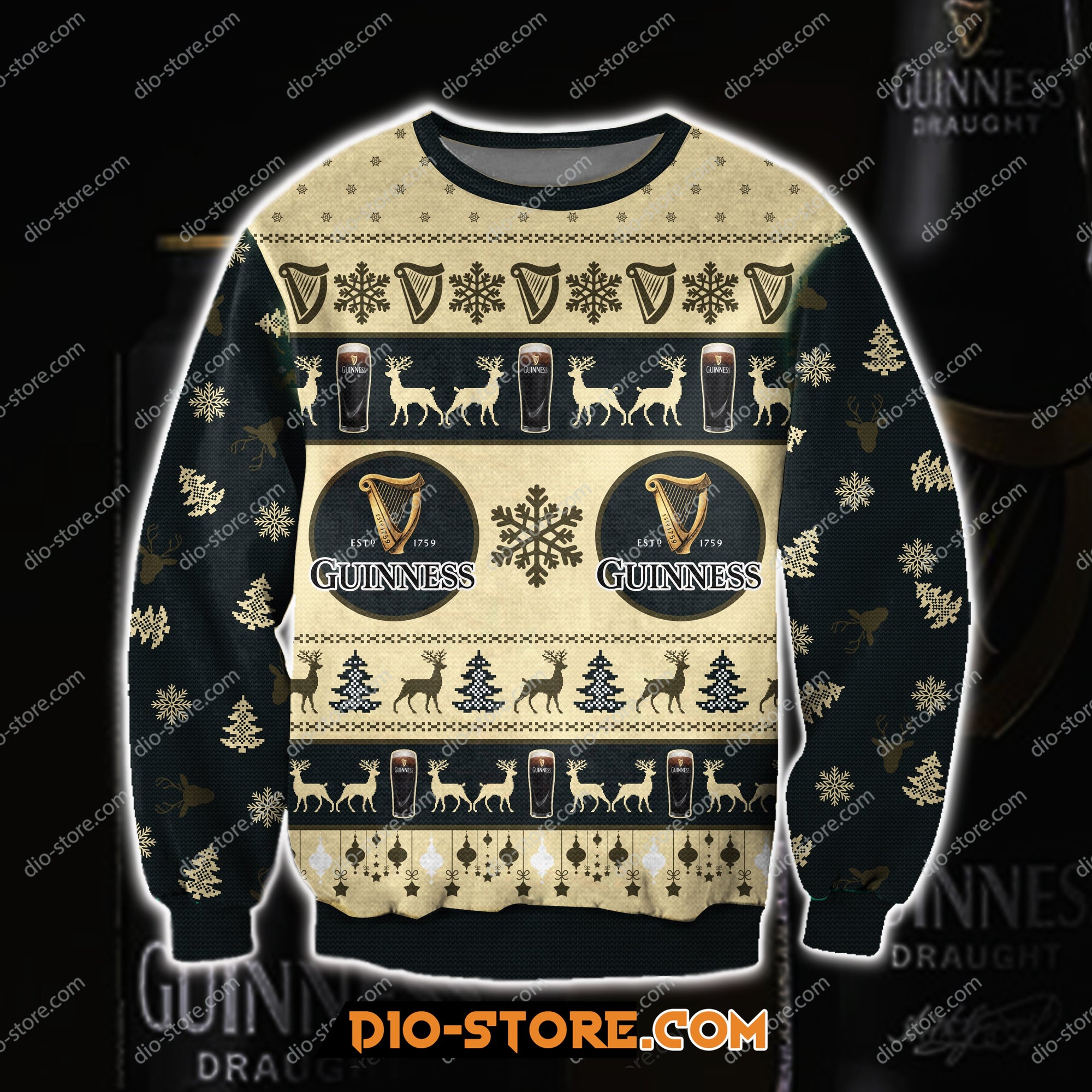 Guinness Beer 3D All Over Print Ugly Christmas Sweatshirt Hoodie All Over Printed Cint10350