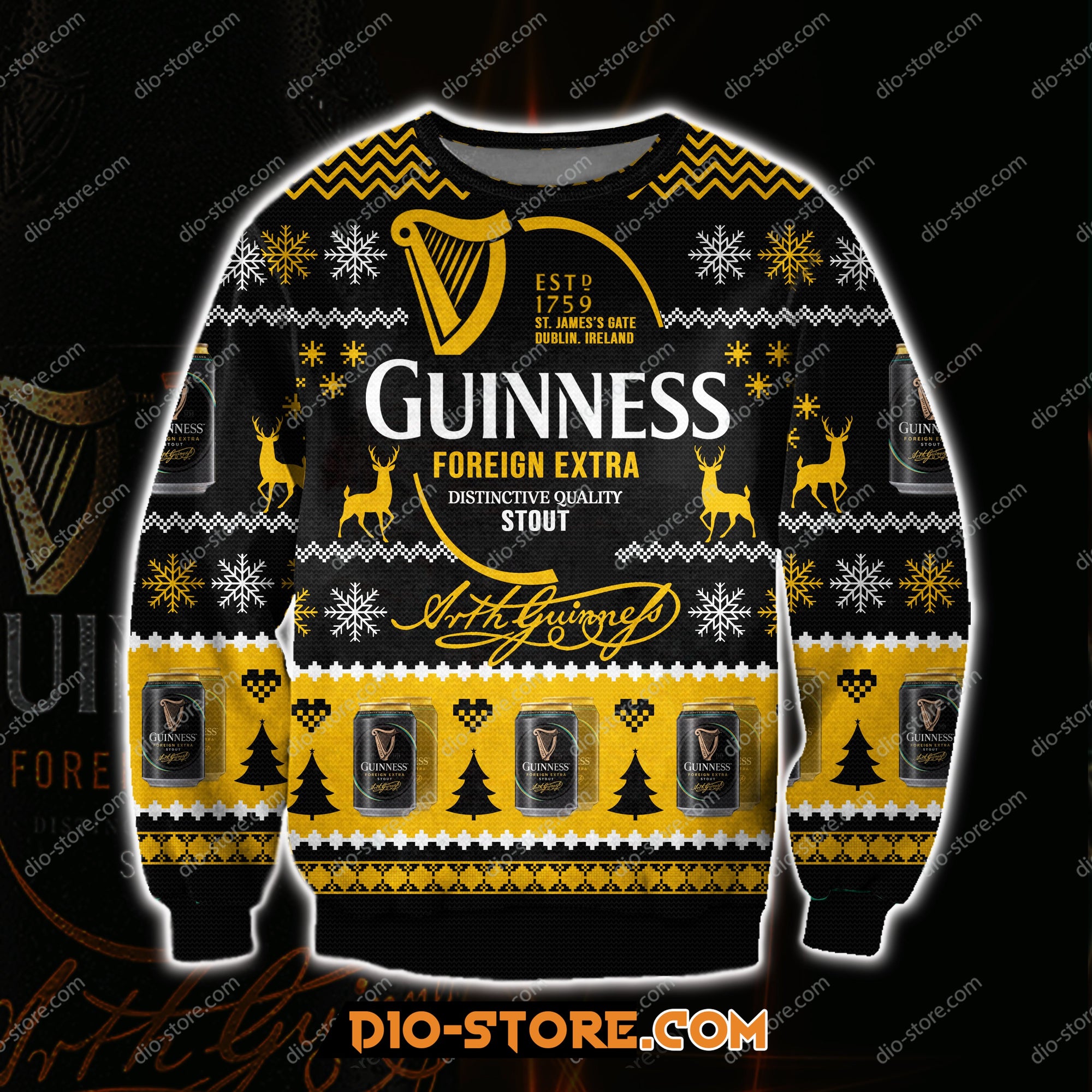Guinness Foreign Extra Beer 3D All Over Print Ugly Christmas Sweatshirt Hoodie All Over Printed Cint10331