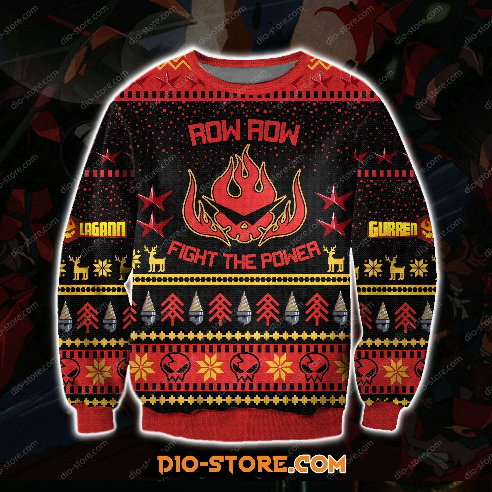 Gurren Lagann Knitting Pattern 3D Print Ugly Sweatshirt Hoodie All Over Printed Cint10042